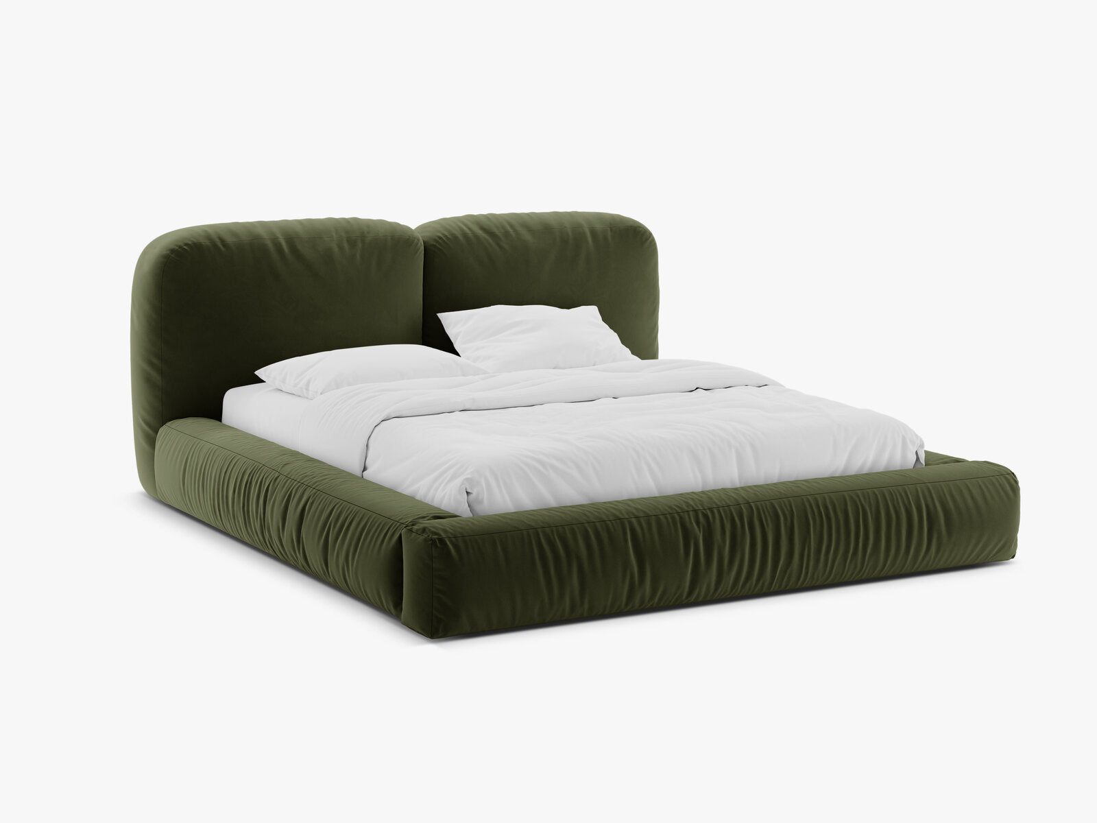 Micadoni Stauraumbett mit Kopfteil Martina Samt Vogue Grün 200x200