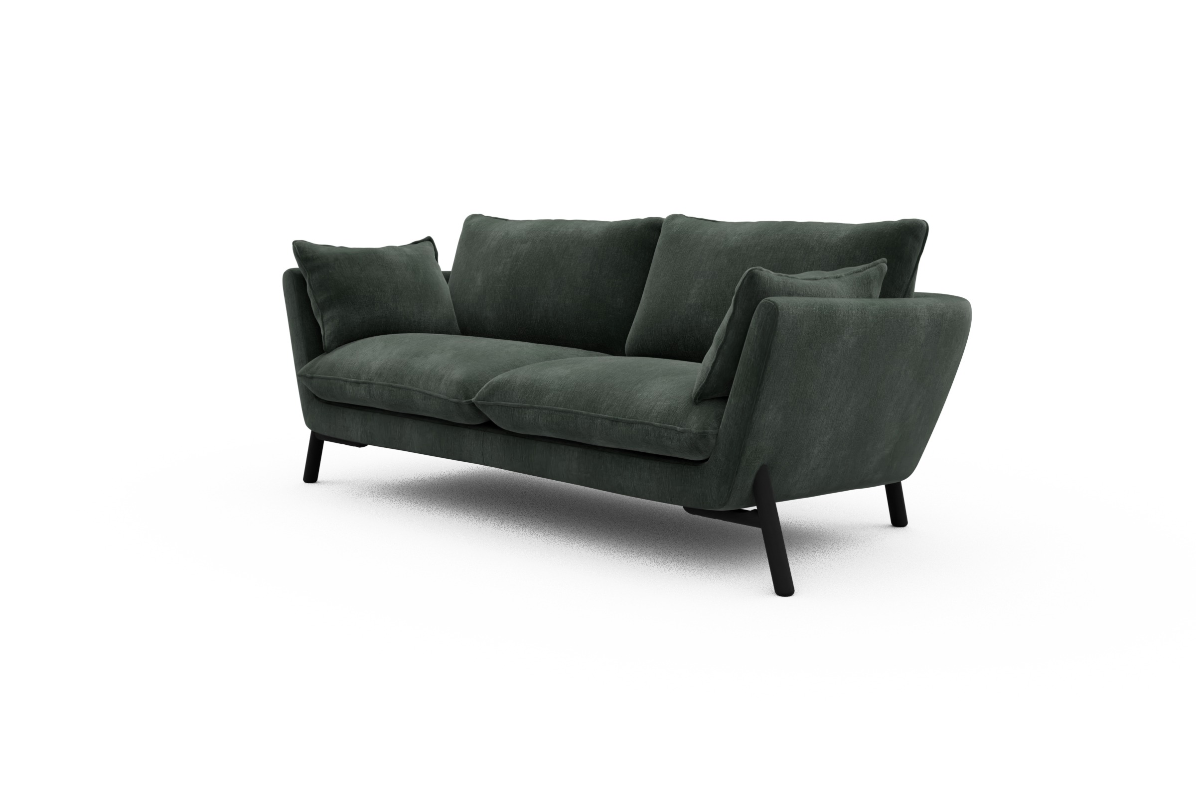 Sofa Emil 2-Sitzer Beinfarbe Eiche Schwarz Smooth-Laurel-Green