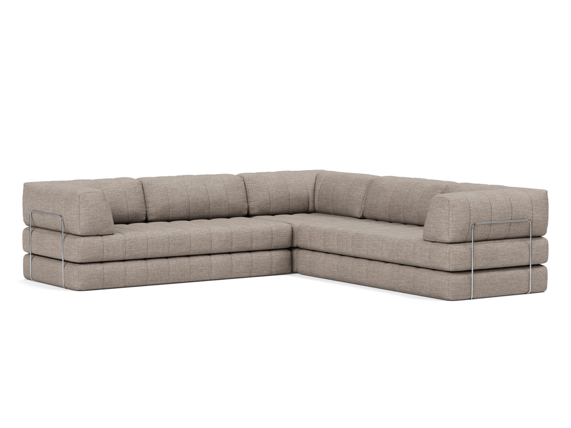 Eck-Schlafsofa CozyPad mit Armlehnen Chenille Yuveno 472-Warm-Grey
