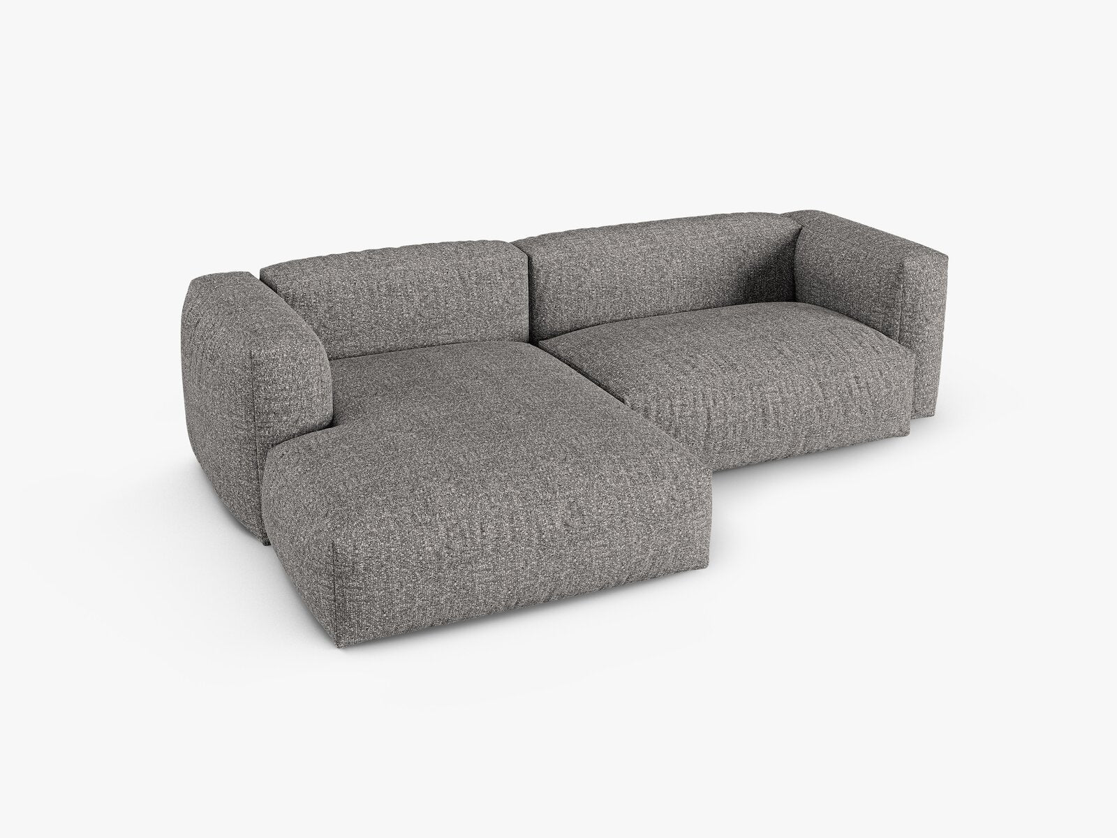 Micadoni Ecksofa Martina 2-Sitzer 90cm Sitztiefe Links Boucle Monet Graphit