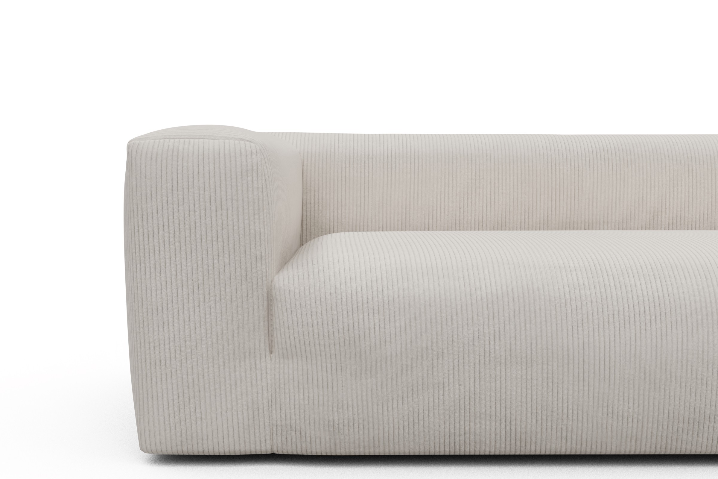 Wohnlandschaft Fred Chaiselongue rechts mit 2-Sitzer und lange Armlehne links Kord Corduroy 594-Ivory