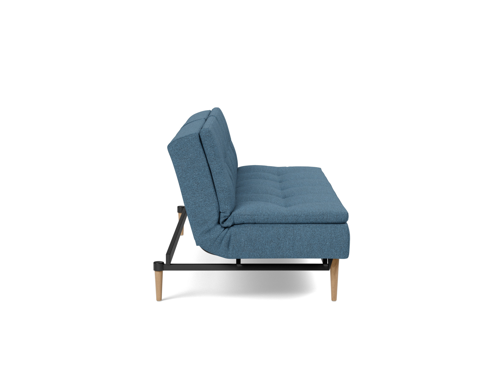 Schlafsofa Dublexo Strukturierter Stoff Weda 302-Weda-Blue Beine Styletto Eiche hell
