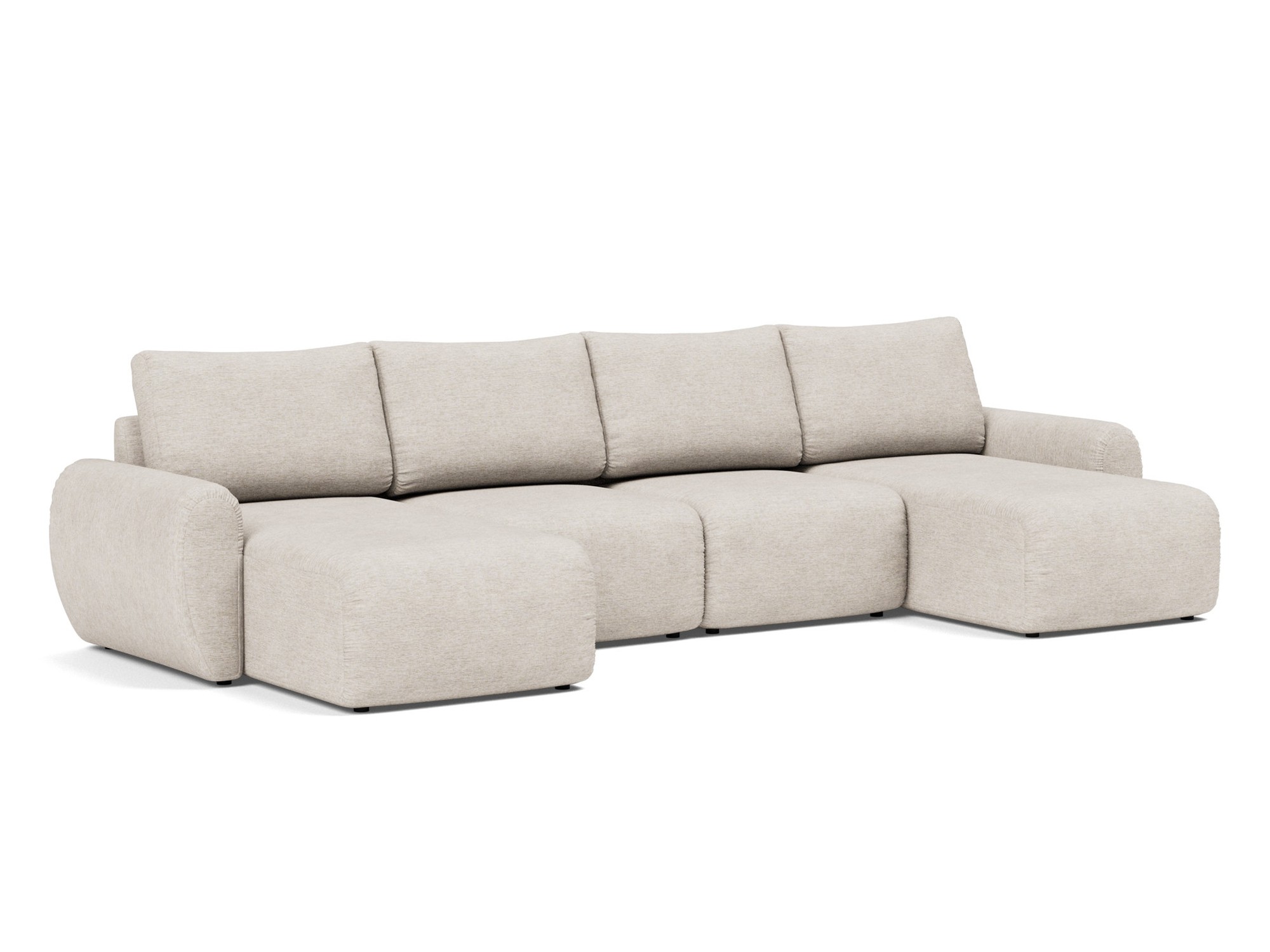 Schlafsofa Norum U-Form mit Curve-Armlehnen Chenille Yuveno 470-Natural