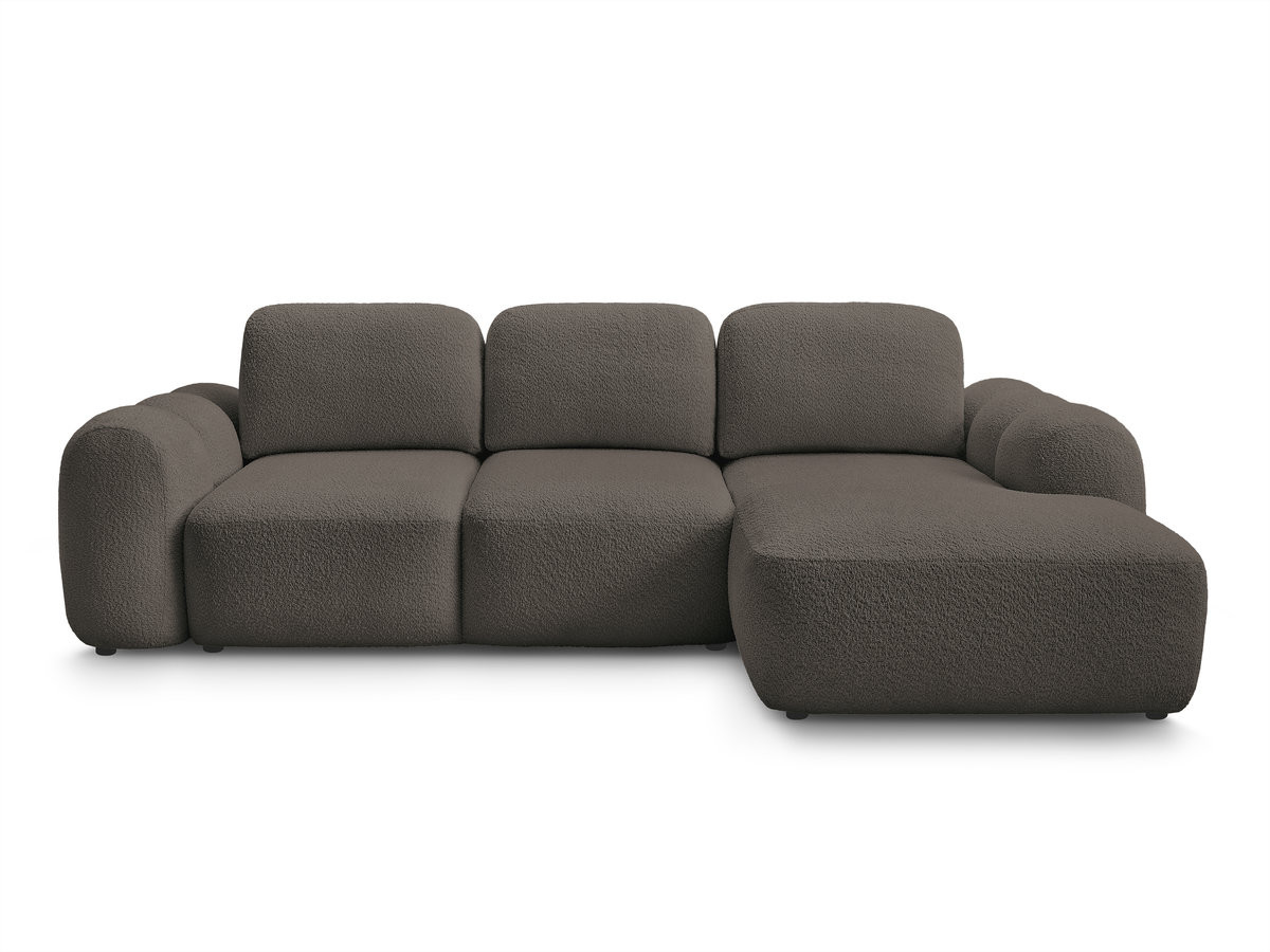 Bobochic Montaigne Ecksofa mit Schlaffunktion und Bettkasten 276 × 164 cm Bouclé-Stoff Braun Ecke rechts