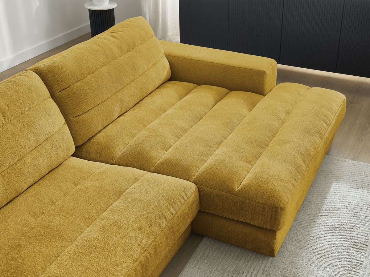 Bobochic Sierra Ecksofa Strukturstoff Gelb Ecke rechts