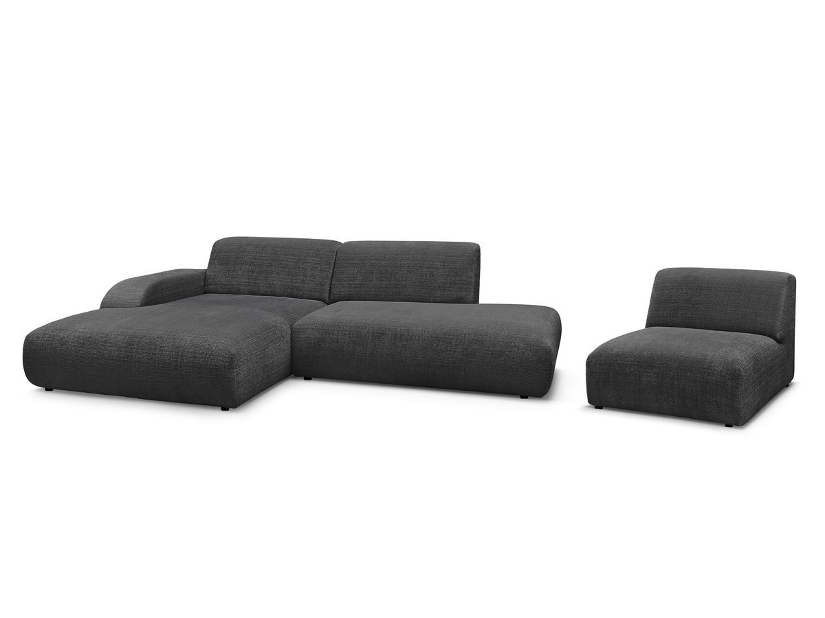 Bobochic Sirius Ecksofa 405 × 170 cm Strukturstoff Schwarz Ecke links