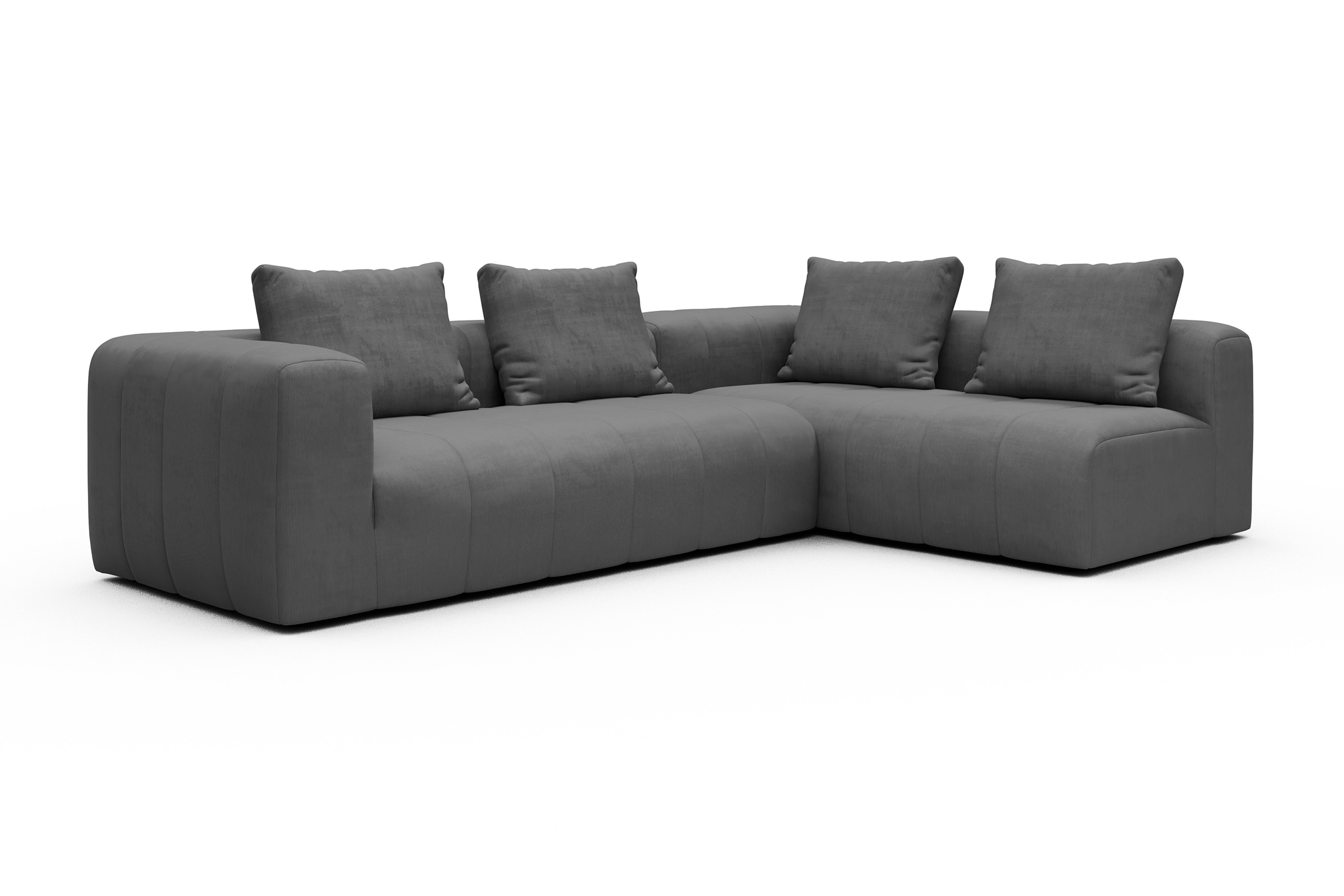Ecksofa Hugo 2x 2,5-Sitzer Armlehne links Cordufine-Grey