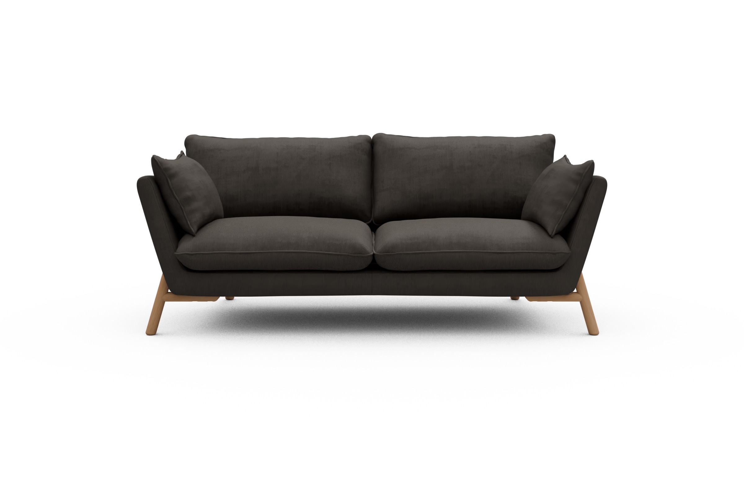 Skandi Home Sofa Emil 2-Sitzer Beinfarbe Eiche Natur Cordufine-Taupe moebelfaktor