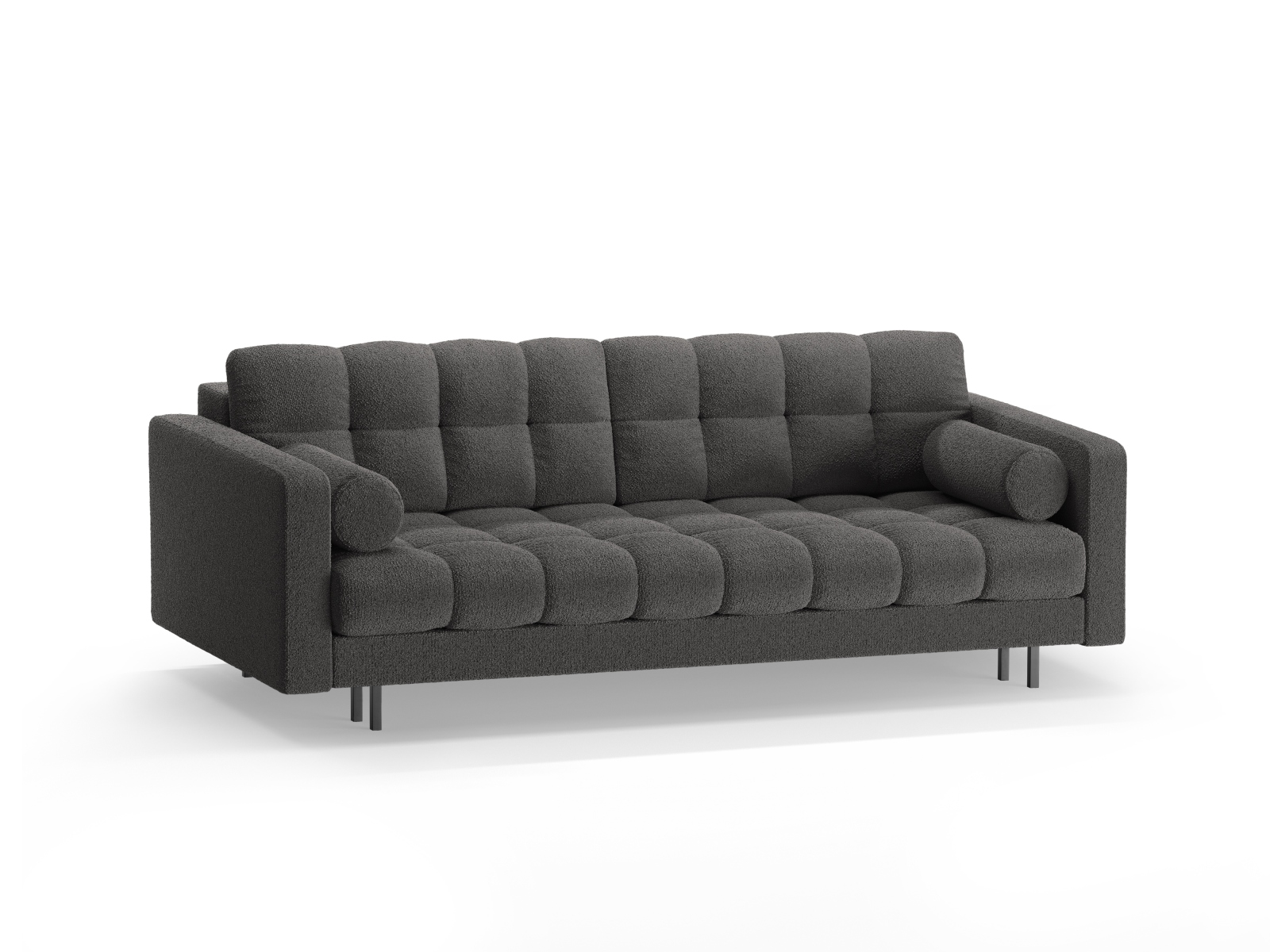 Cosmopolitan Design Schlafsofa Bali 3-Sitzer mit Bettkasten Boucle Baloo Dunkelgrau