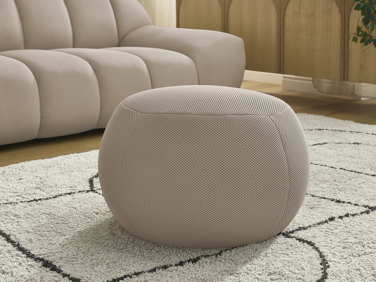 Bobochic Hayden Sofa 2-Sitzer mit Pouf 226 × 107 cm Mesh-Stoff Taupe