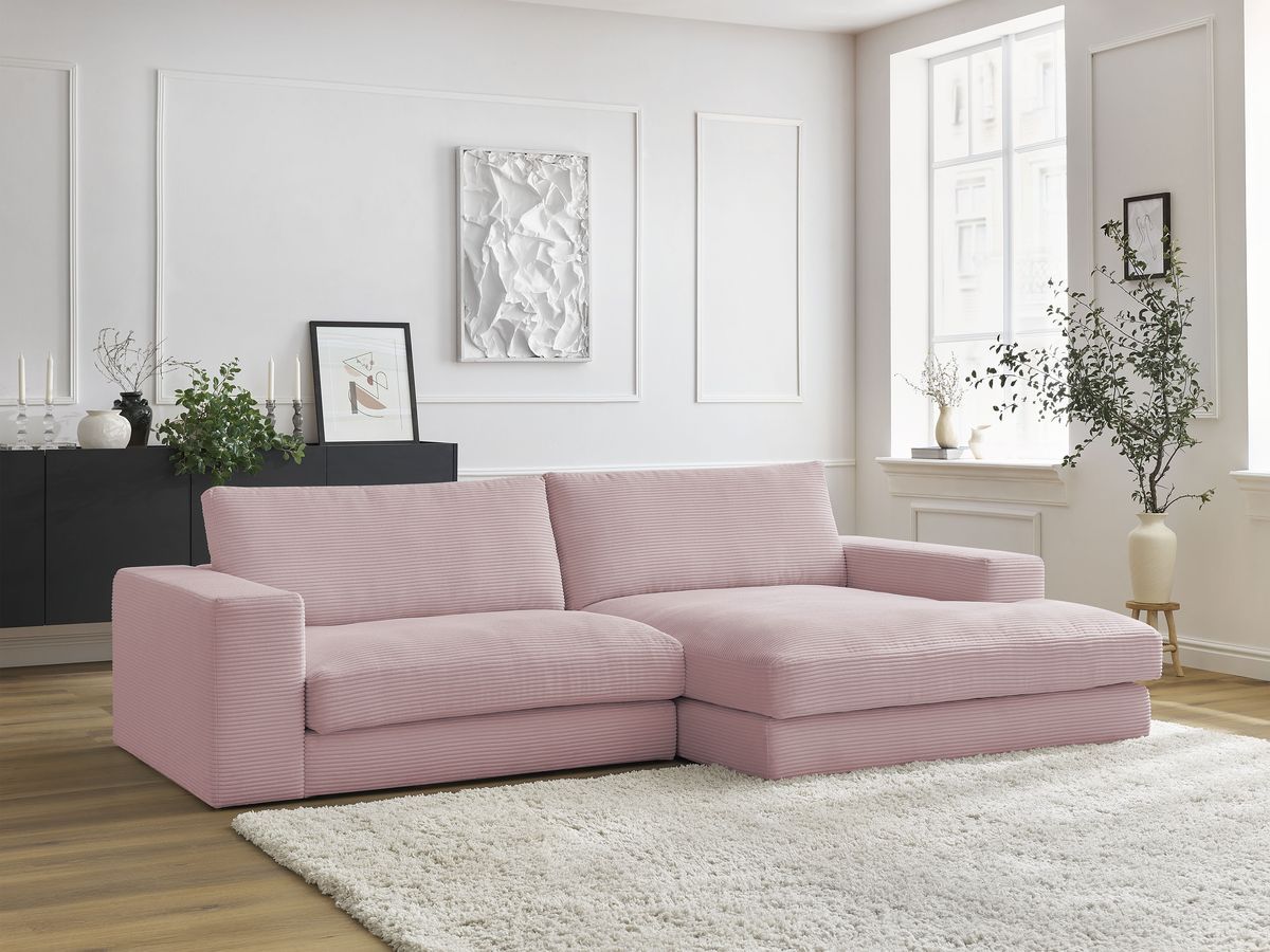 Bobochic Leonard Ecksofa 234 × 159 cm Cordsamt Violett Ecke rechts