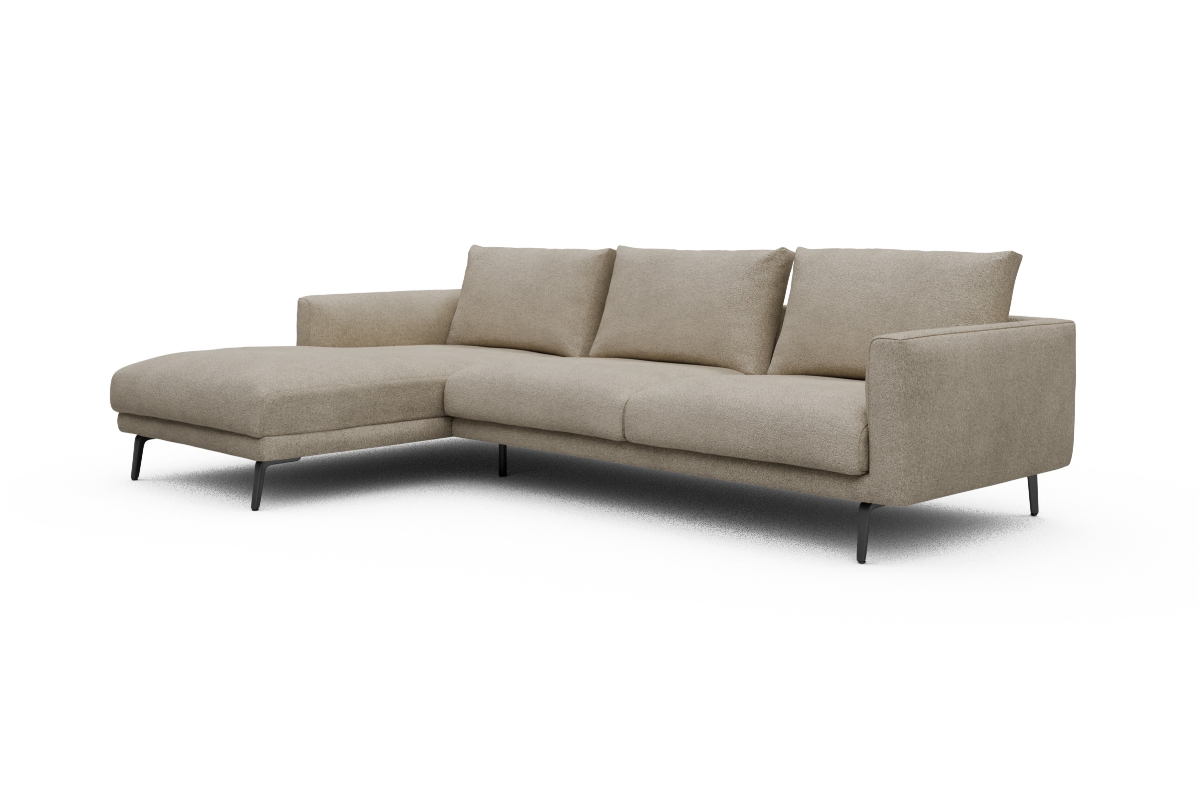 Ecksofa Karl Chaiselongue links mit 2,5-Sitzer Boucle-Belge