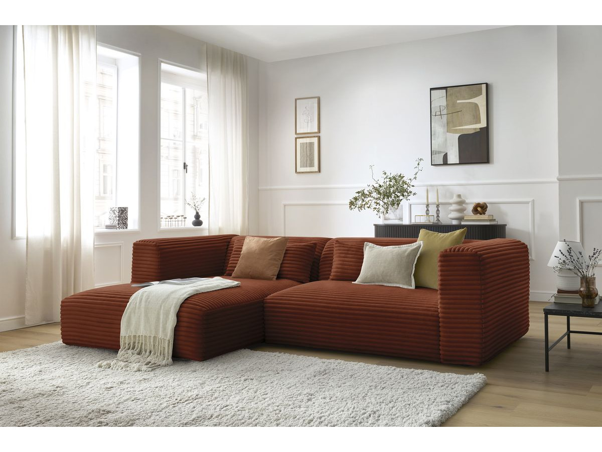 Bobochic Harry Ecksofa Breitcord weich Orange Ecke links