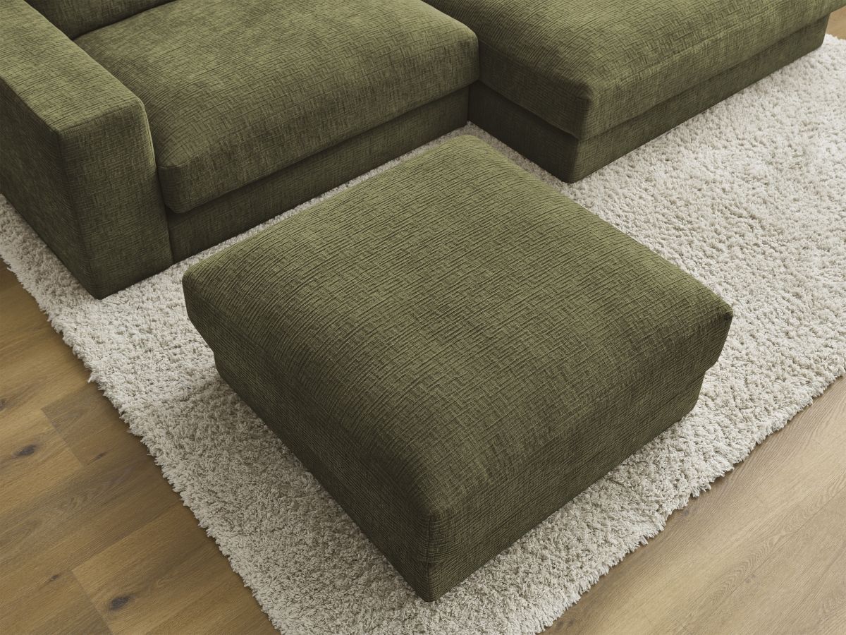 Bobochic Leonard Ecksofa mit Pouf 274 × 159 cm Strukturstoff Grün Ecke rechts