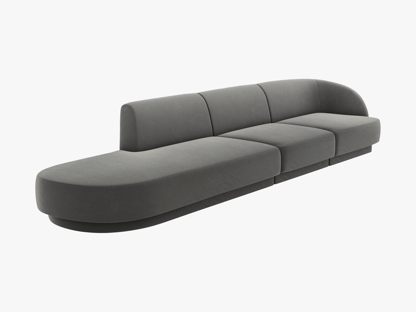 Micadoni Sofa Miley 4-Sitzer Links Samt Bluvel Hellgrau