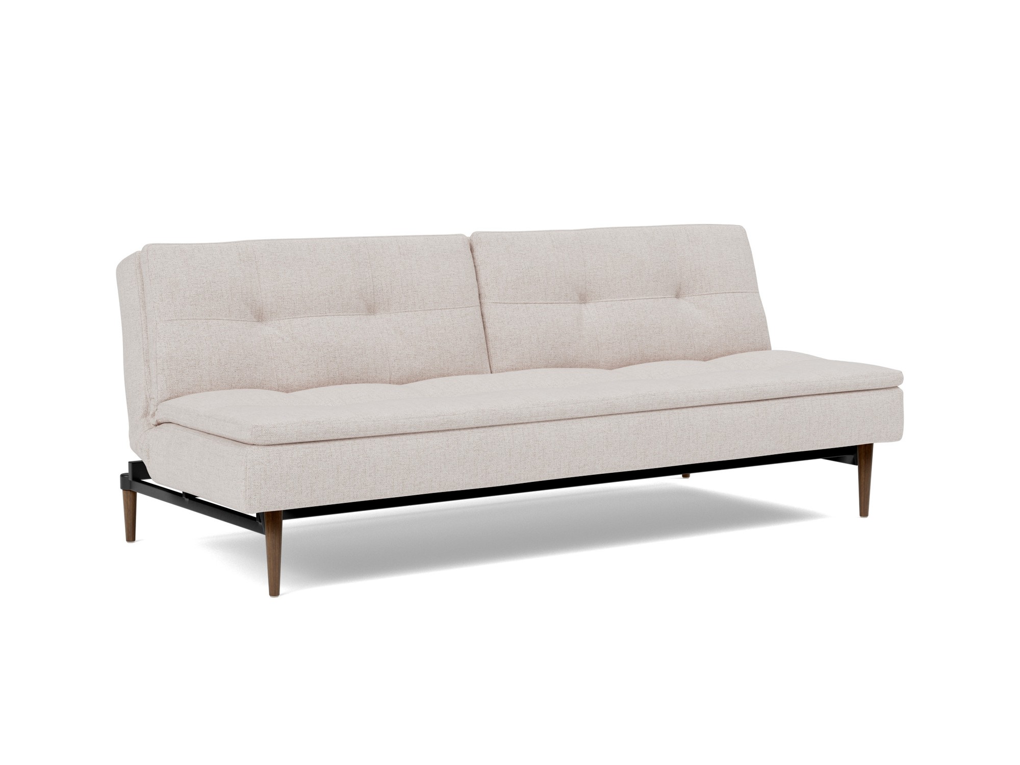 Schlafsofa Dublexo Strukturierter Stoff Weda 300-Weda-Sand Beine Styletto Eiche dunkel