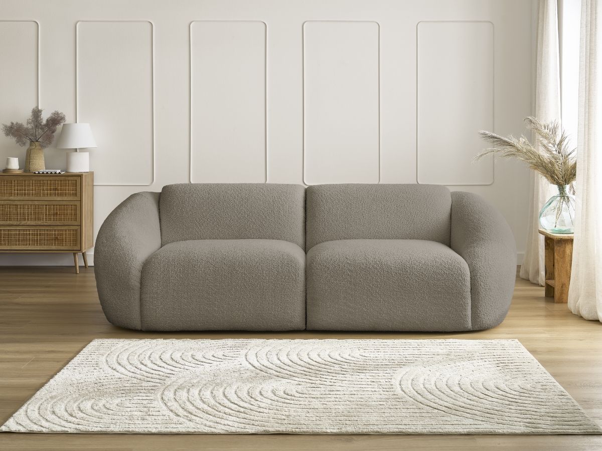 Bobochic Tina Sofa 3-Sitzer Bouclé-Stoff Taupe