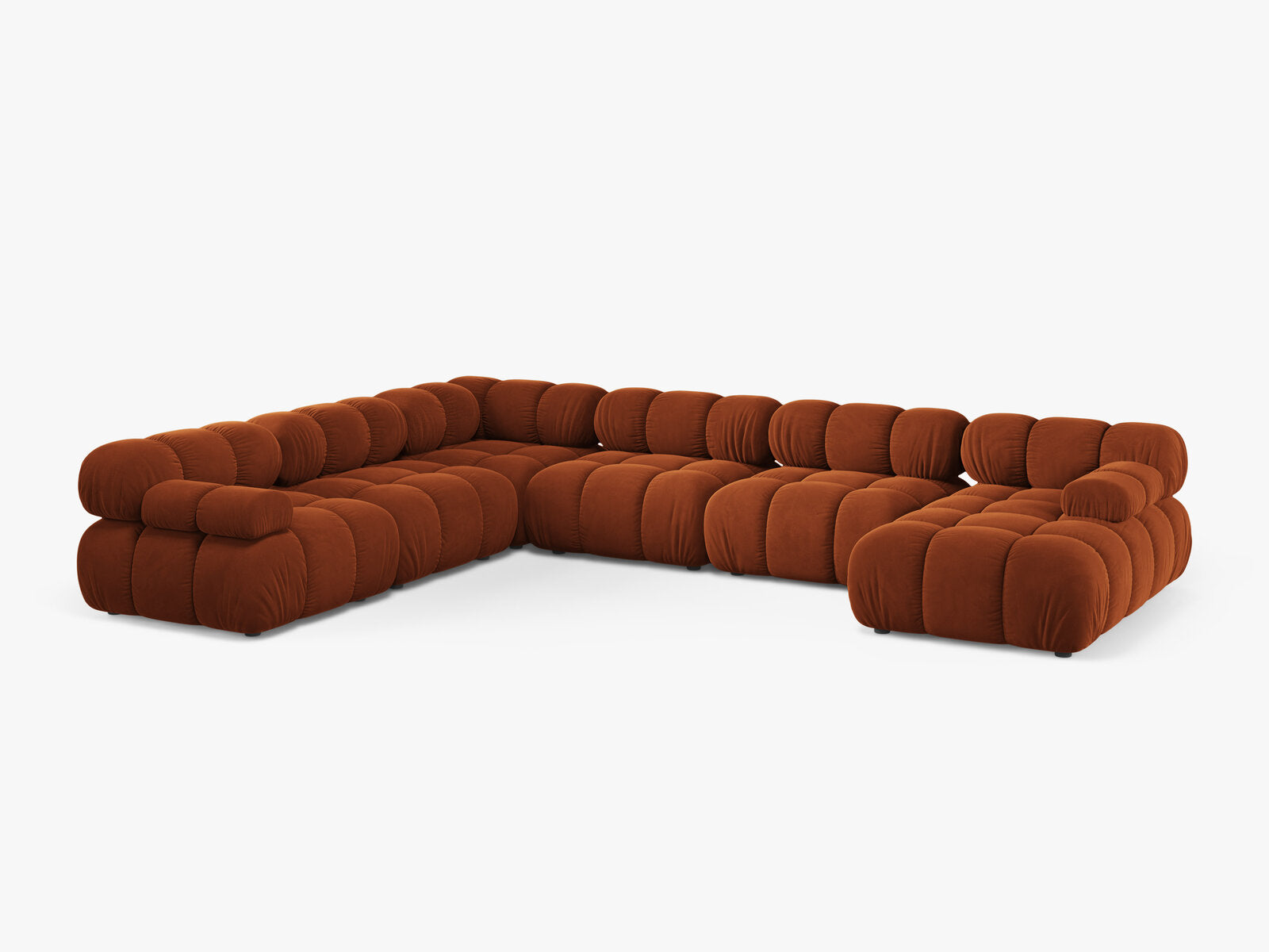 Micadoni Modulares Panorama Ecksofa Bellis 8-Sitzer Links Samt Bluvel Terrakotta