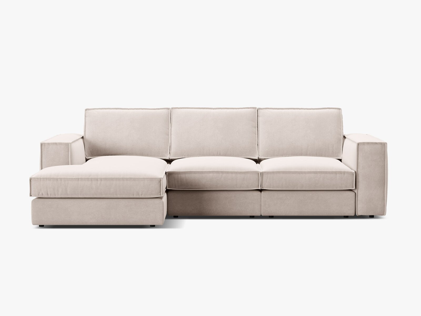 Micadoni modulares Ecksofa Pola 3-Sitzer Links Samt Salvador Beige