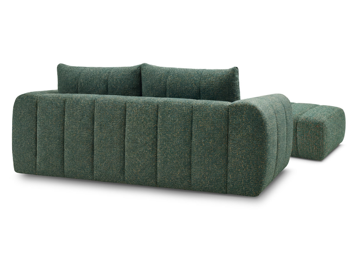 Bobochic Nesty Sofa 3-Sitzer mit Pouf Melange-Stoff Dunkelgrün