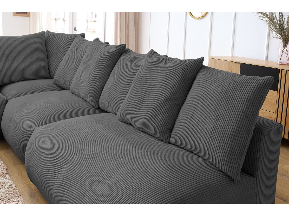 Bobochic Voltaire Ecksofa 322 × 268 cm Cordsamt Dunkelgrau Ecke links