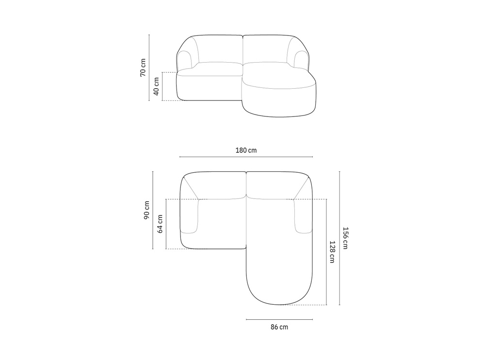 Cosmopolitan Design Ecksofa Campi 3-Sitzer Kord Lincoln D Moosgrün Melange Rechts