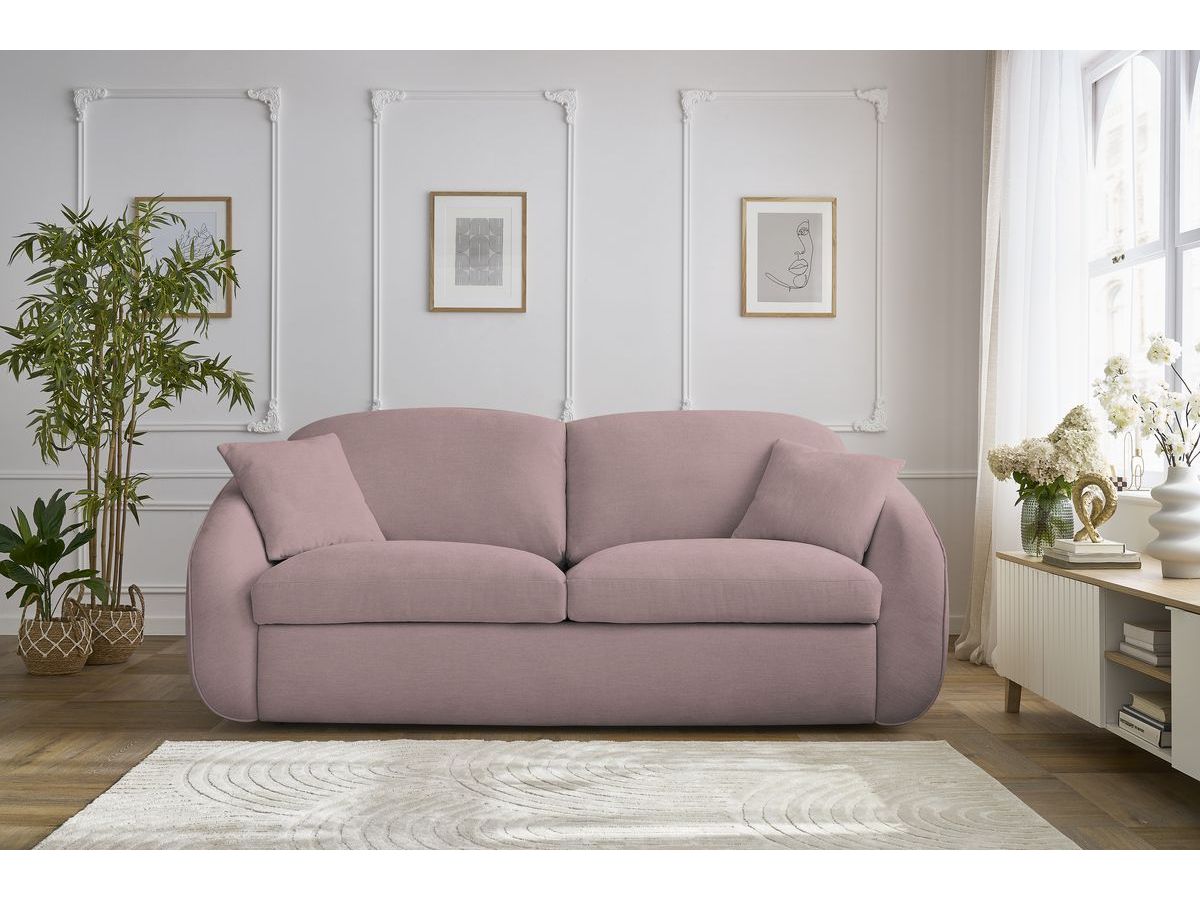 Bobochic Cezanne Schlafsofa 3-Sitzer Stoff Rosa, Liegefläche 160 × 194 cm