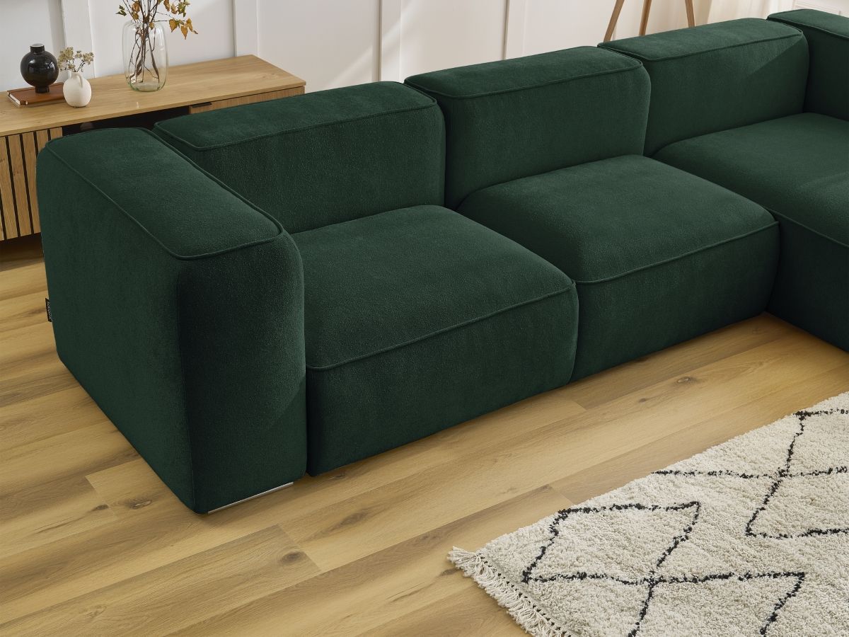 Bobochic Zephyr Ecksofa 349 × 165 cm Strukturstoff Grün Ecke rechts