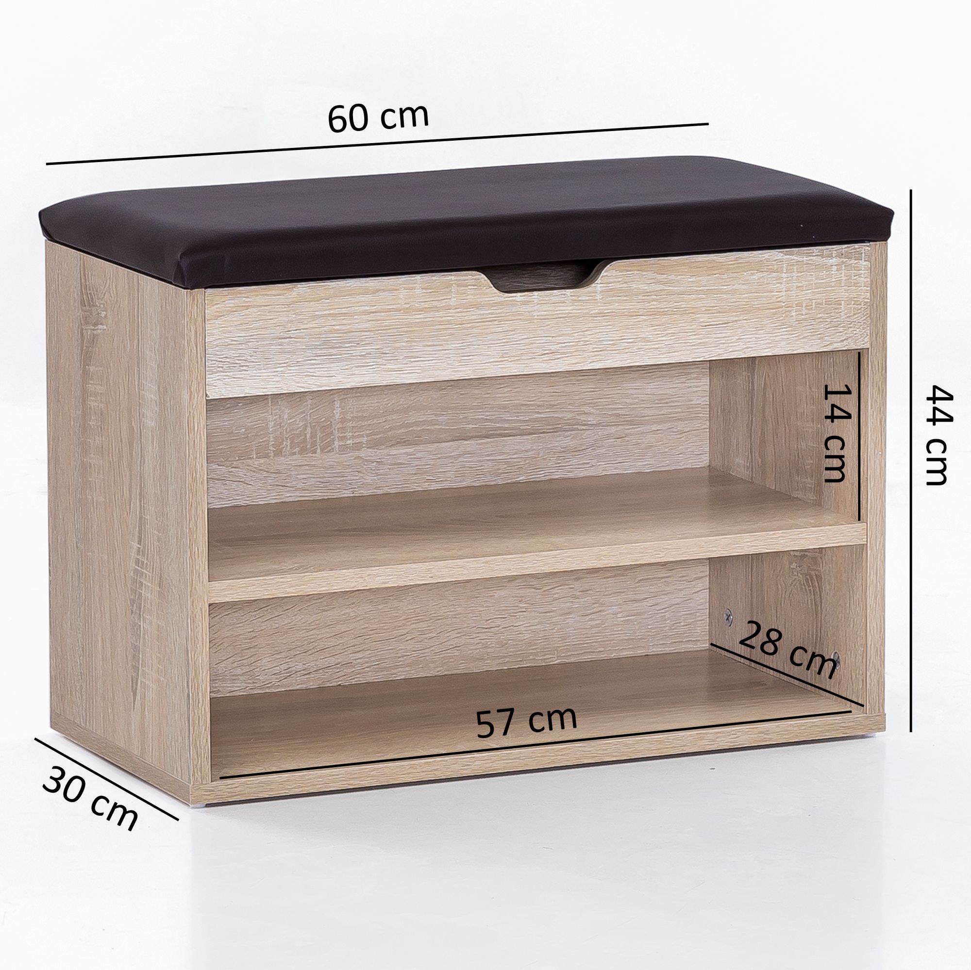 Schuhbank Ervik Sonoma 60 × 30 × 40 cm