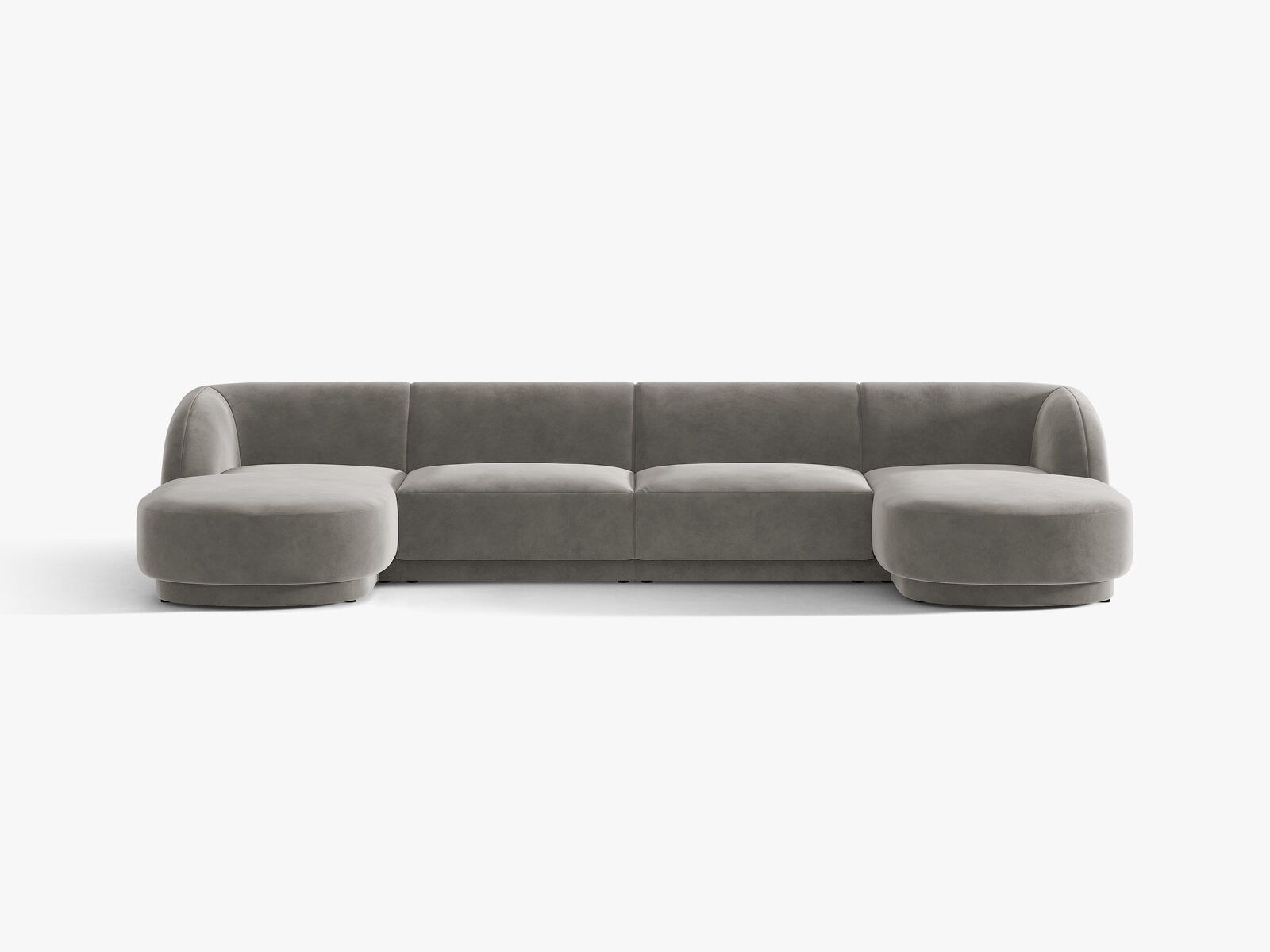 Micadoni Panorama-Sofa Miley 5-Sitzer Samt Bluvel Hellgrau