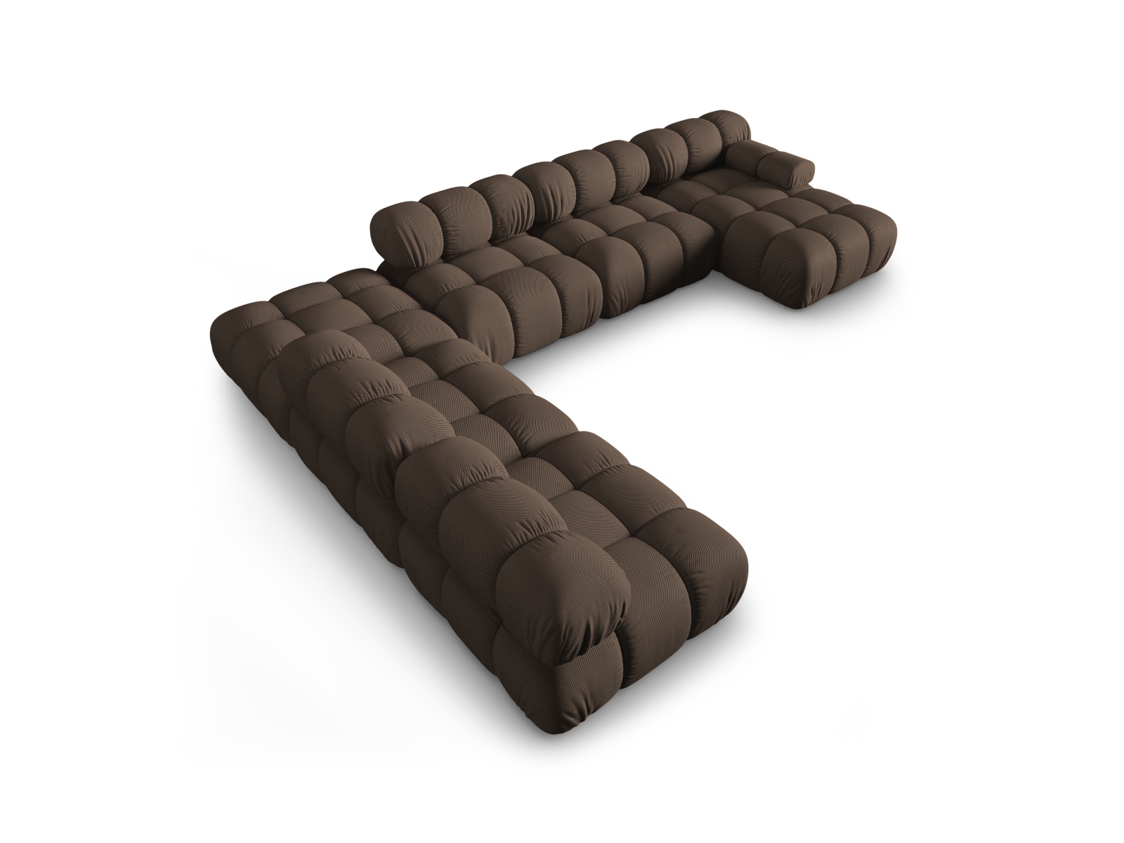 Micadoni Modulares Panorama Ecksofa Bellis 7-Sitzer Links 3D-Stoff Sonic Braun