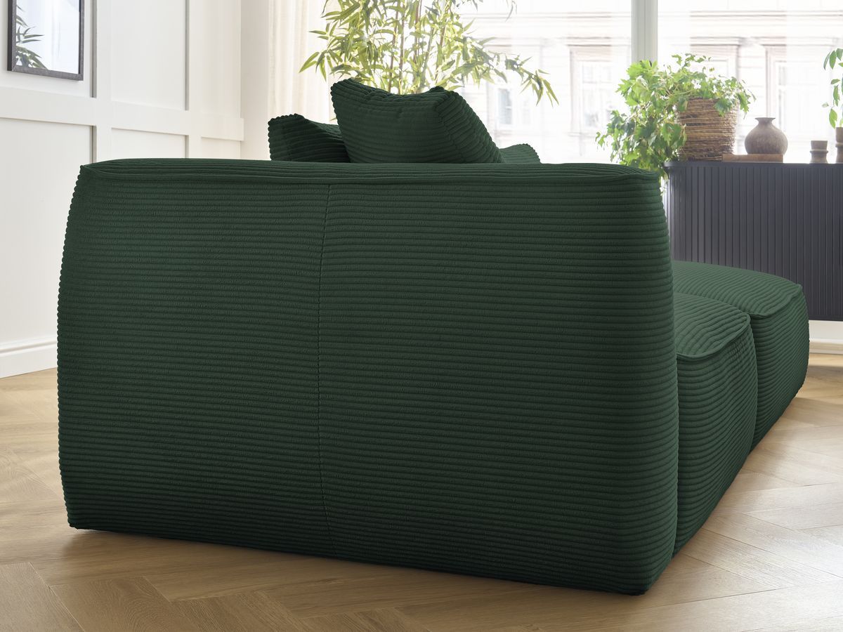 Bobochic Leopold Sofa 4-Sitzer mit Pouf Cordsamt Dunkelgrün Armlehne links