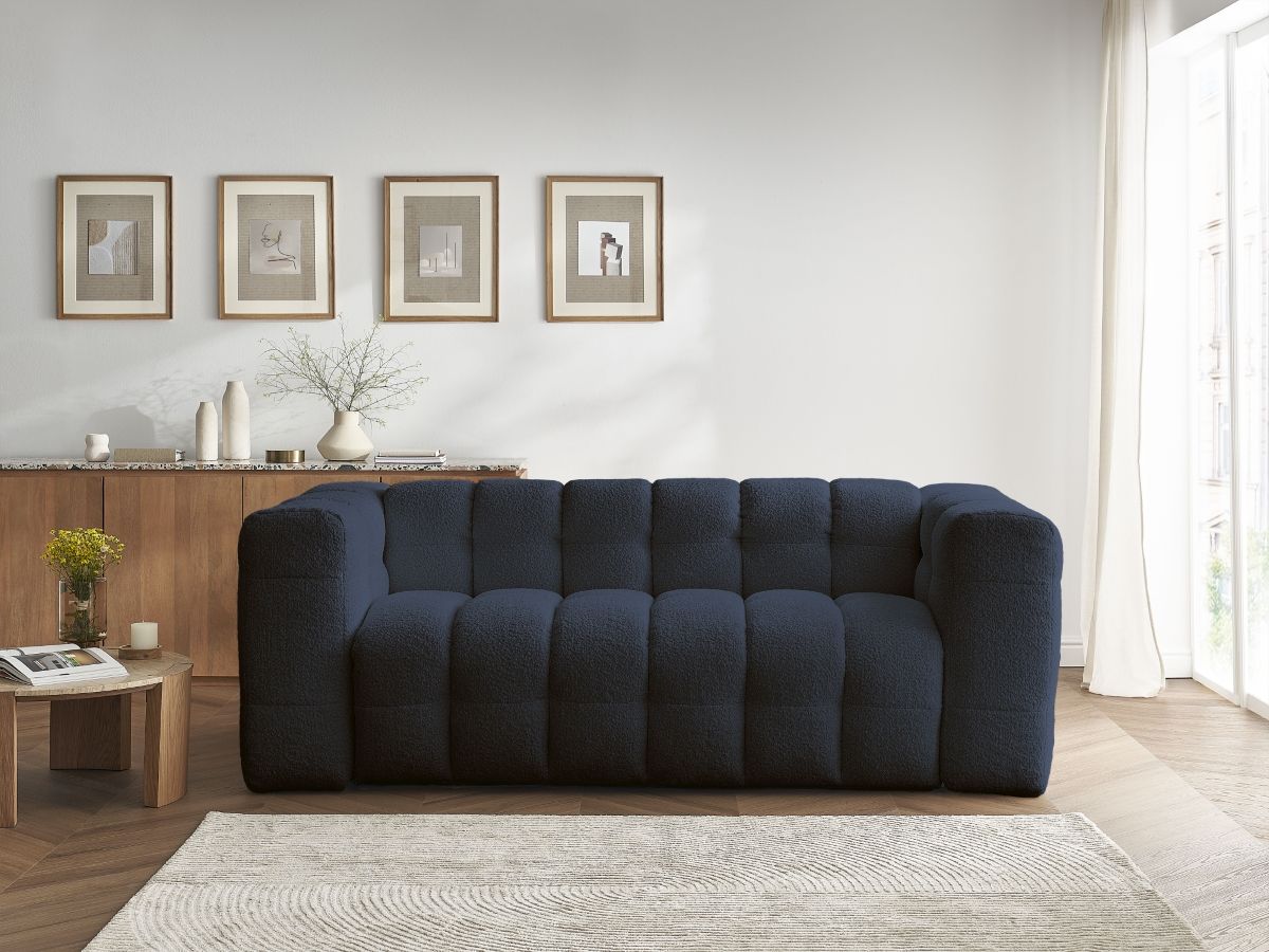Bobochic Cloud Schlafsofa 3-Sitzer Bouclé-Stoff Dunkelblau