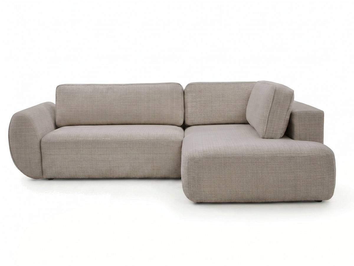 Bobochic Denise Ecksofa mit Schlaffunktion und Bettkasten 256 × 197 cm Strukturstoff Taupe Ecke rechts