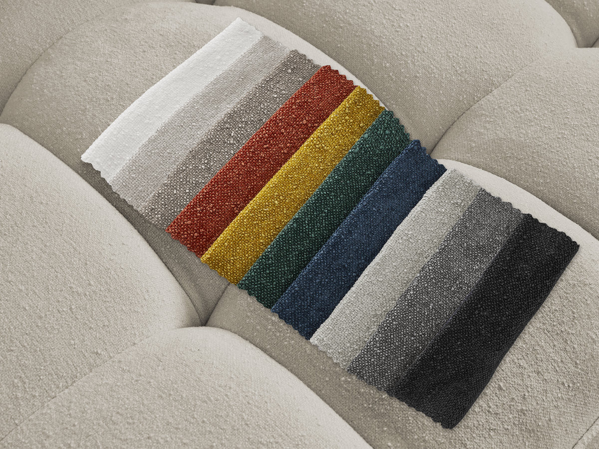 Bobochic Anis Ecksofa mit Pouf Strukturstoff Beige Ecke rechts