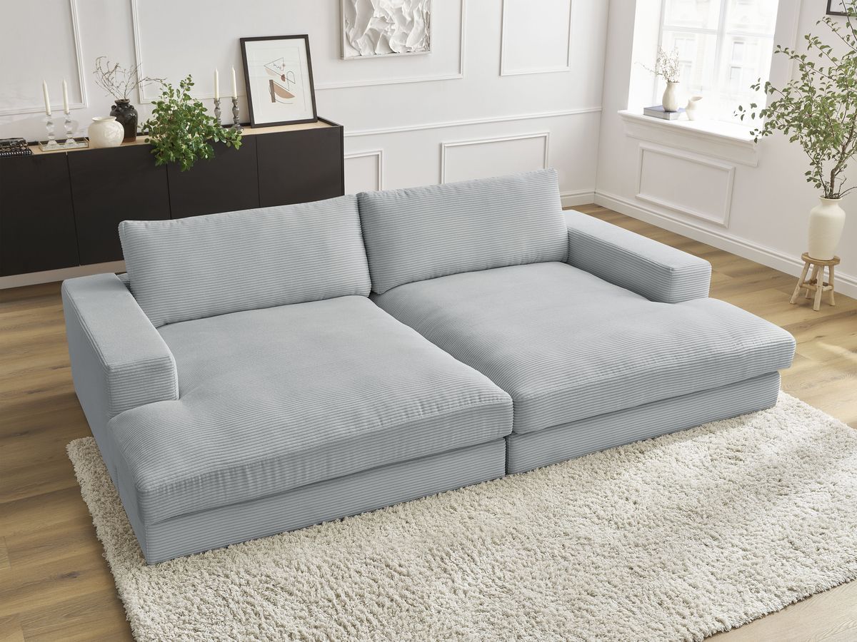 Bobochic Leonard Sofa 4-Sitzer 234 × 159 cm Cordsamt Hellgrau