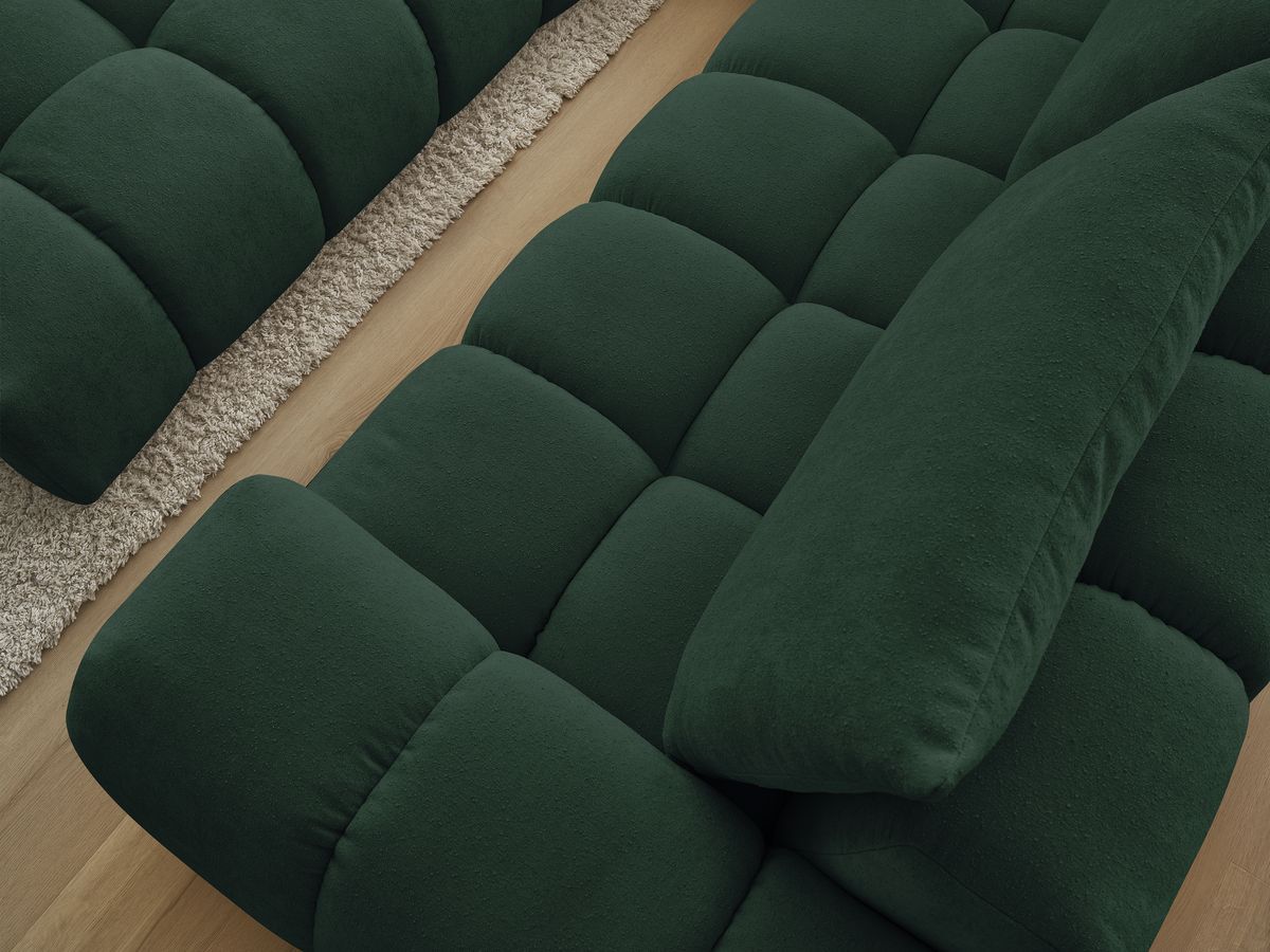 Bobochic Everest Ecksofa mit Schlaffunktion und Pouf, 4 Kissen Strukturstoff Grün Ecke links