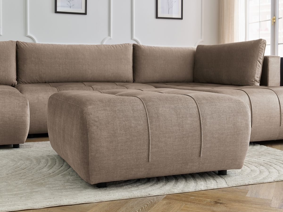 Bobochic Arsene Wohnlandschaft mit Pouf Samt Taupe Ecke links