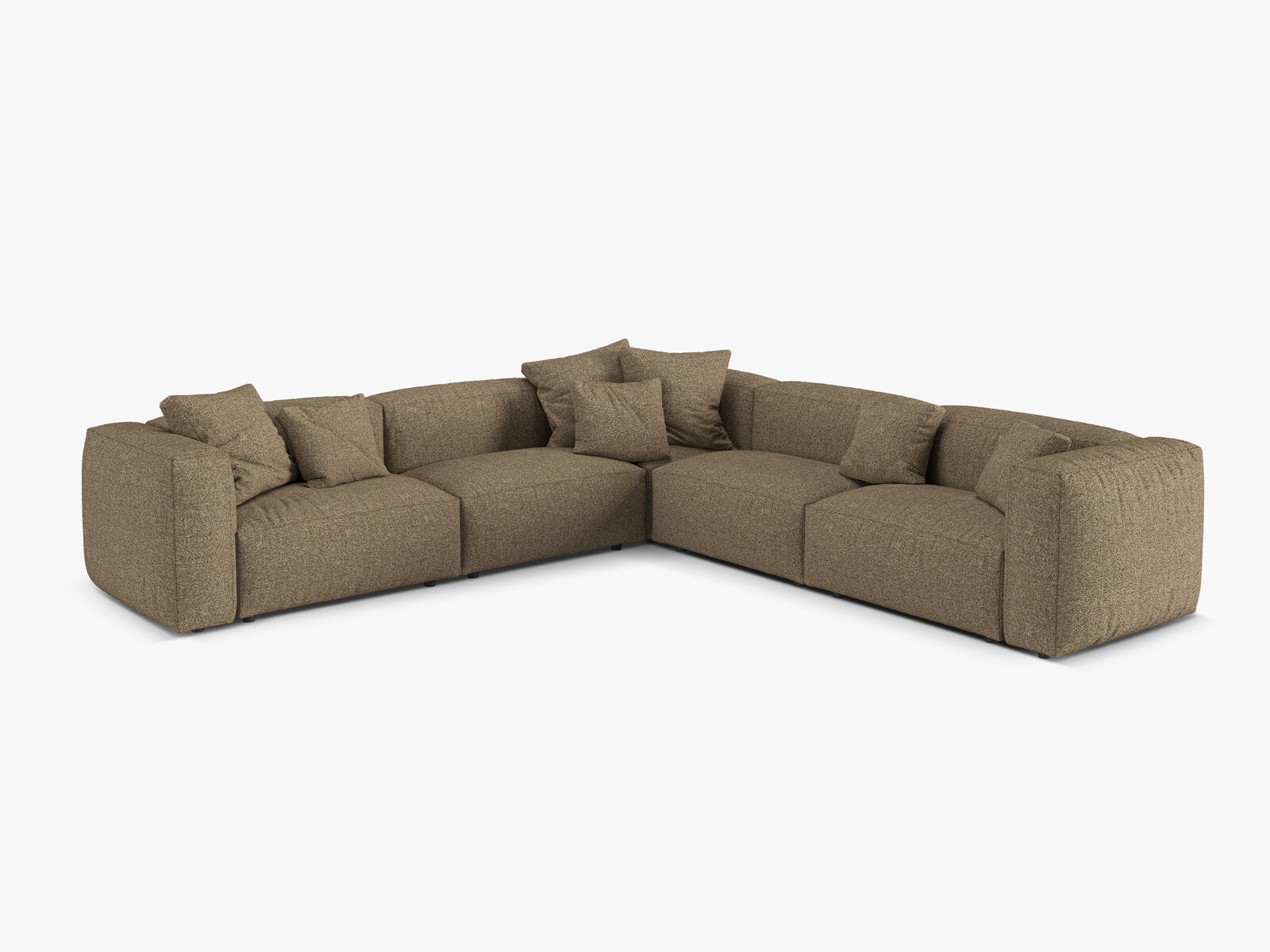 Micadoni modulares symmetrisches Ecksofa XL Martina 5-Sitzer Boucle Monet Cappuccino