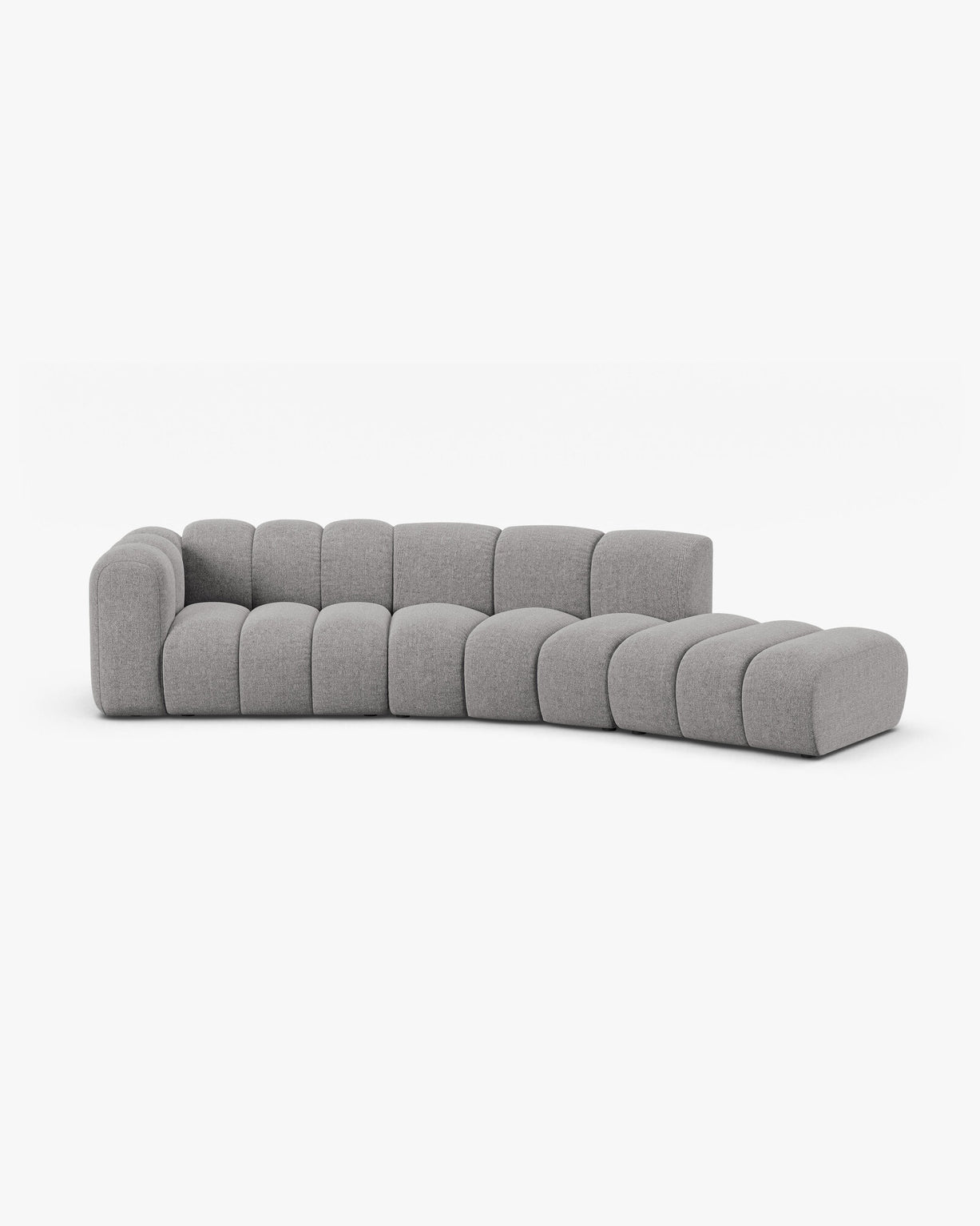 Micadoni Modulares Sofa Lupine 5-Sitzer Rechts Chenille Eden Hellgrau