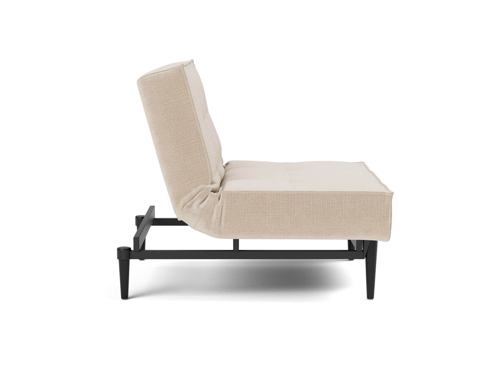 Sessel Splitback Chenille Esina 410-Almond-Beige Beine Styletto Eiche schwarz