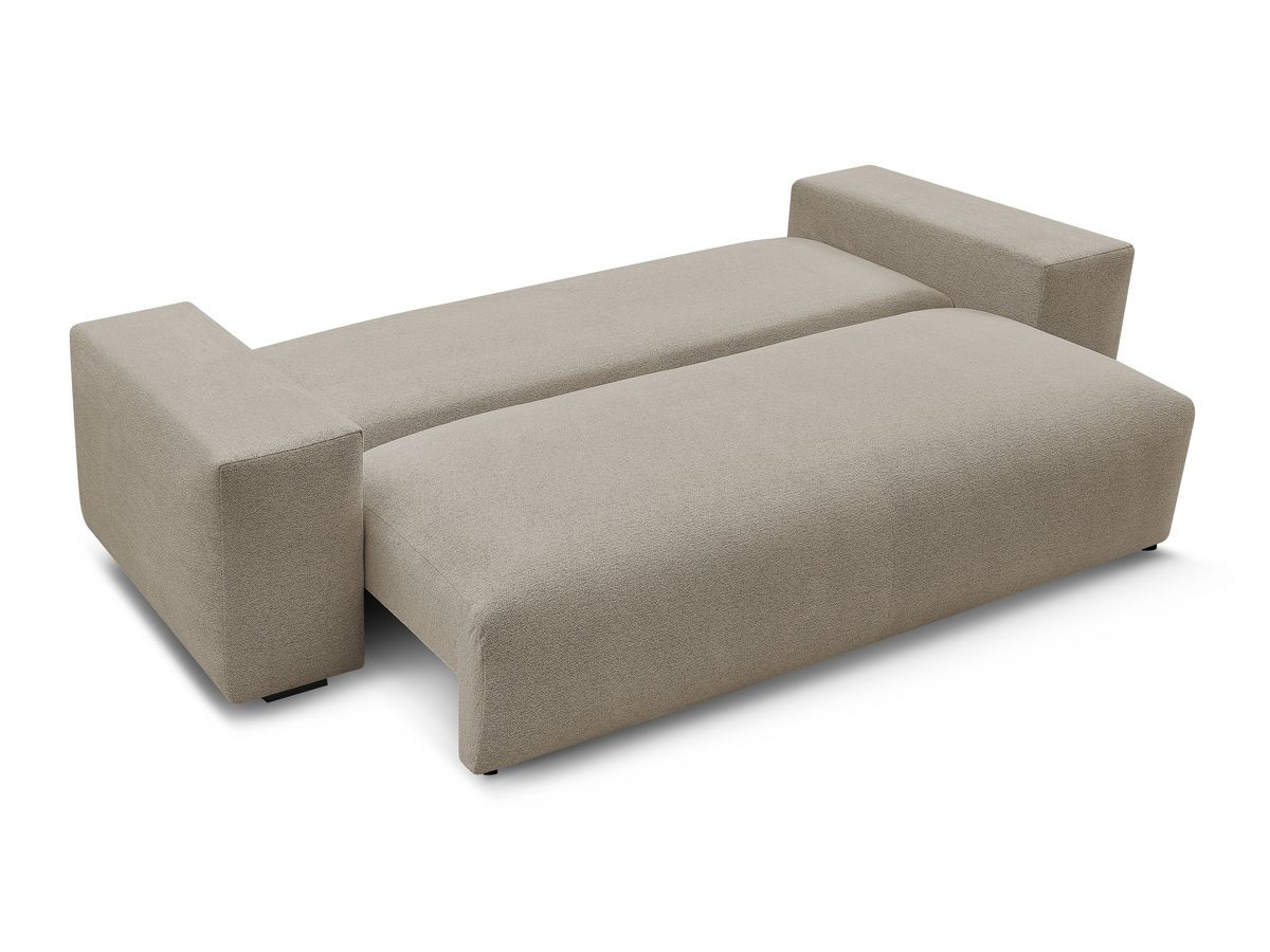 Bobochic Voltaire Schlafsofa 3-Sitzer mit Bettkasten Melange-Stoff Taupe