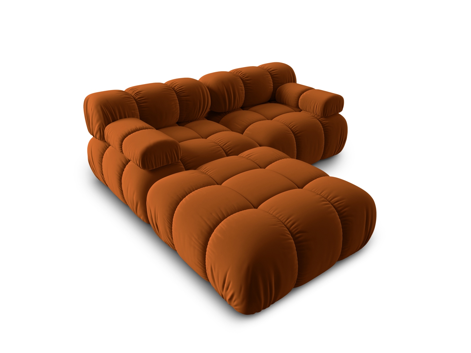 Micadoni Modulares Sofa Bellis 3-Sitzer mit flachem Modul Samt Bluvel Terrakotta