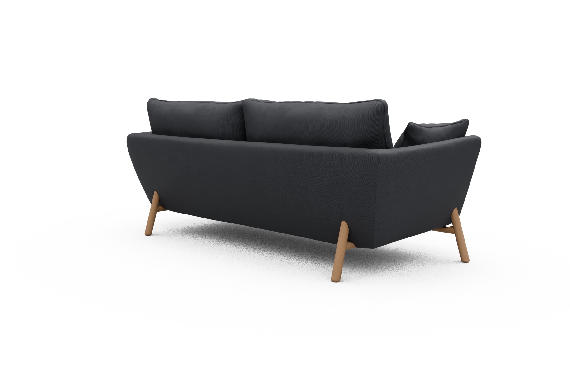 Sofa Emil 3-Sitzer Beinfarbe Eiche Natur Cordufine-Slate-Grey