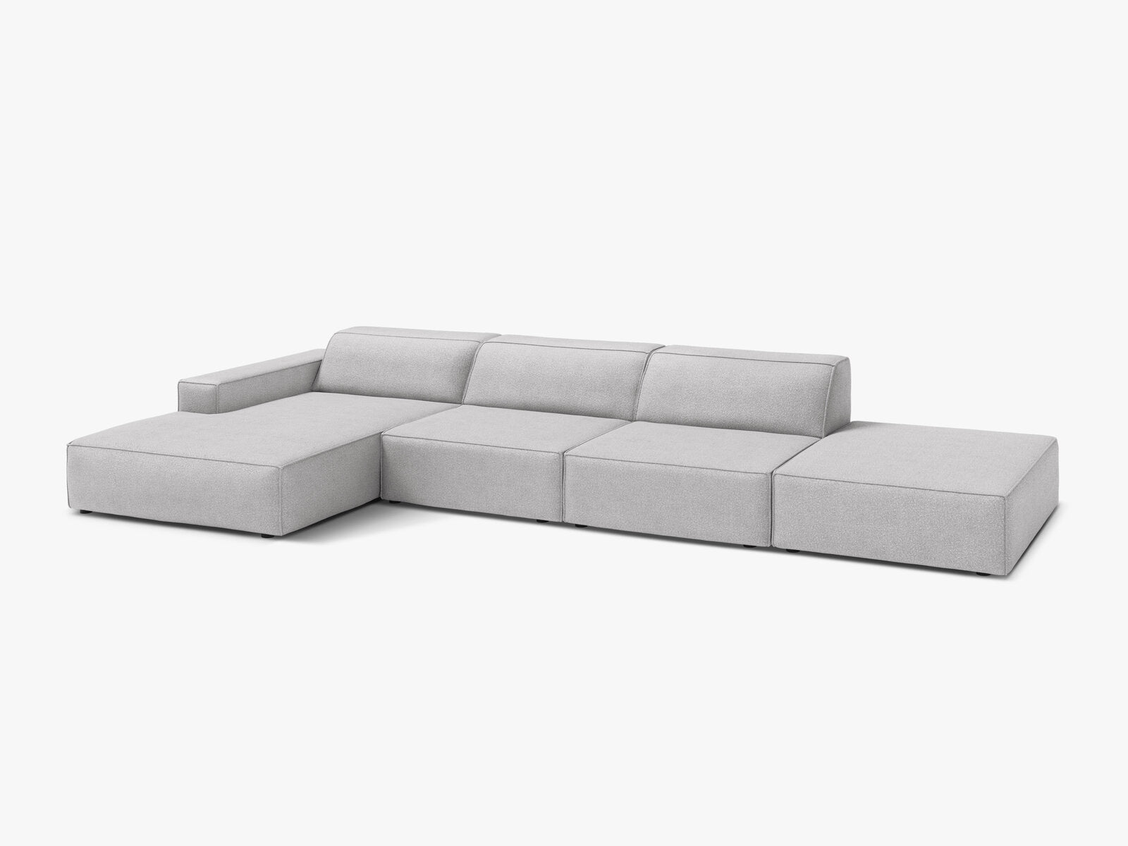 Micadoni Ecksofa Jodie 5-Sitzer Links Boucle Baloo Hellgrau