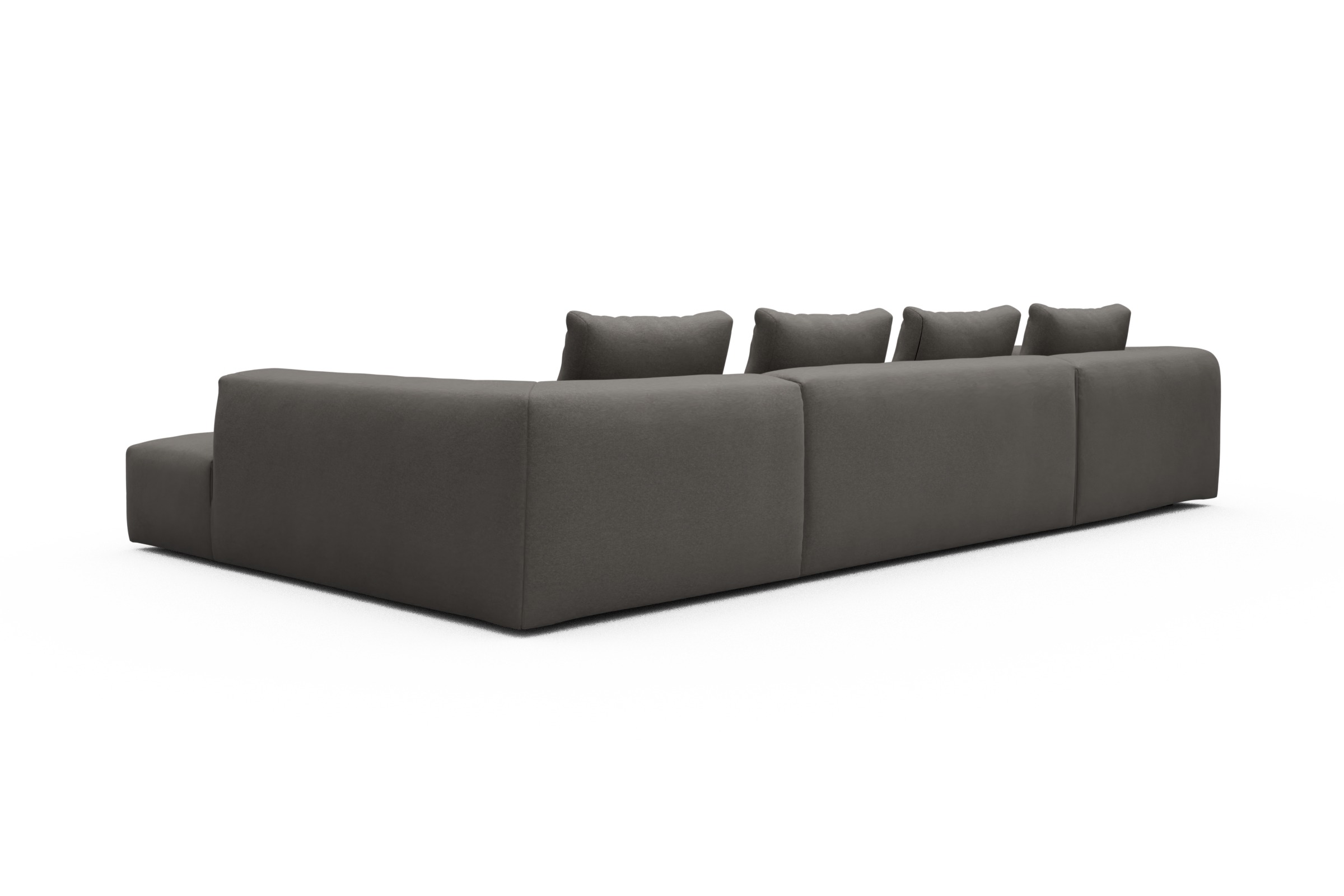 Wohnlandschaft Fred Relax-Ecke rechts mit 2-Sitzer und Chaiselongue links Satya-Taupe