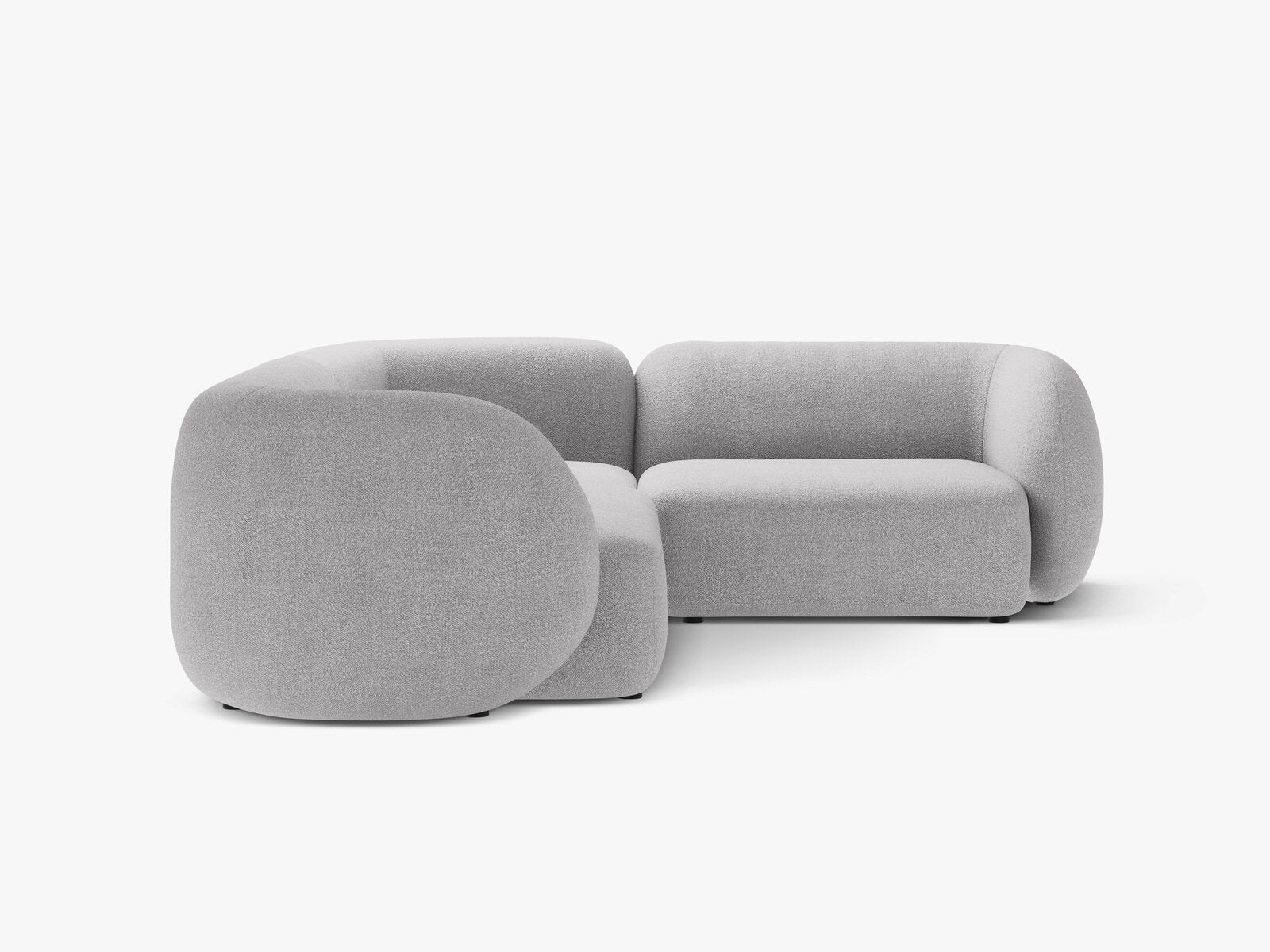 Micadoni Ecksofa Kate 4-Sitzer Rechts Boucle Baloo Hellgrau