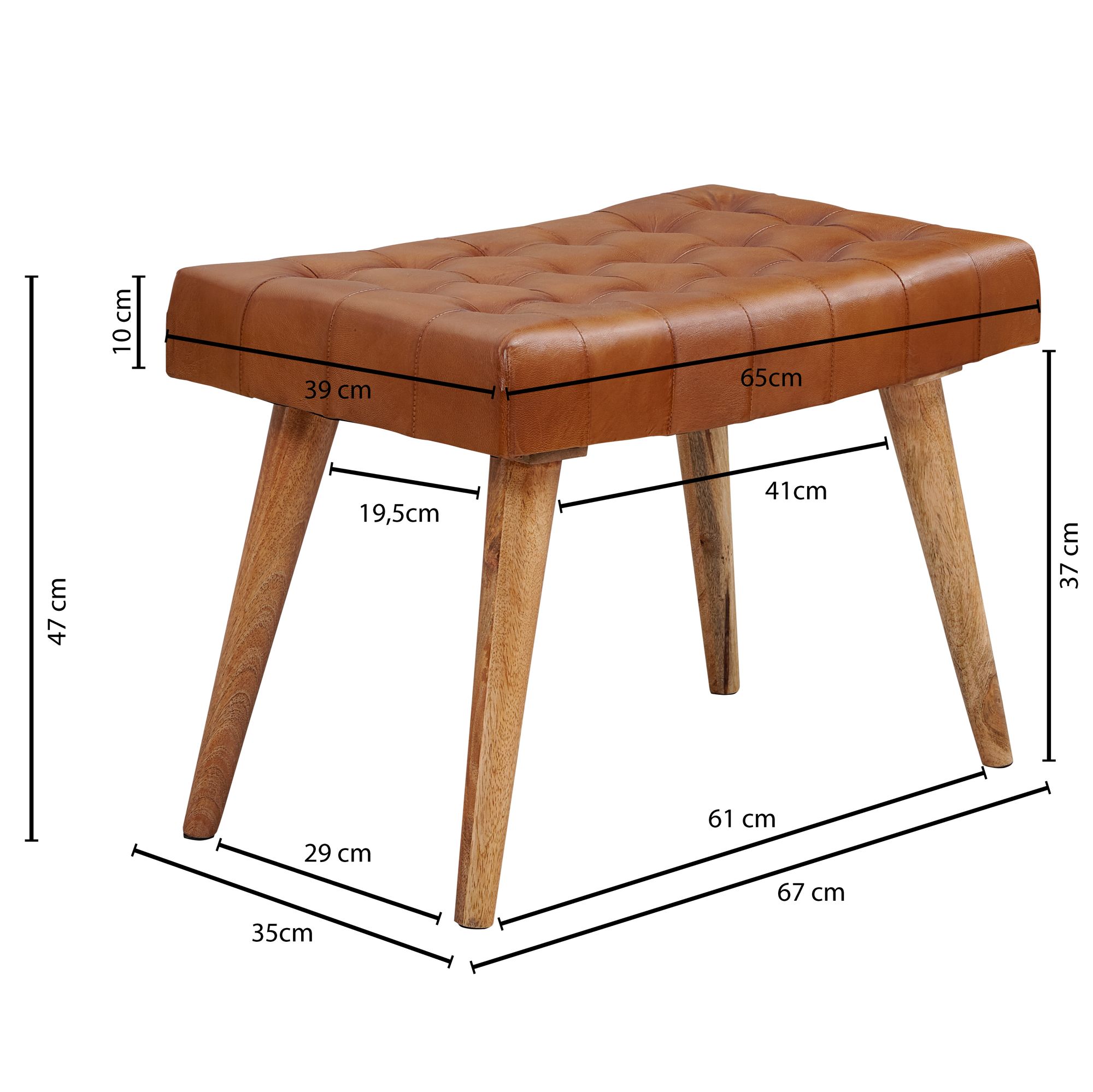 Sitzhocker Silkeborg Echtleder Braun 67 × 39 × 47 cm