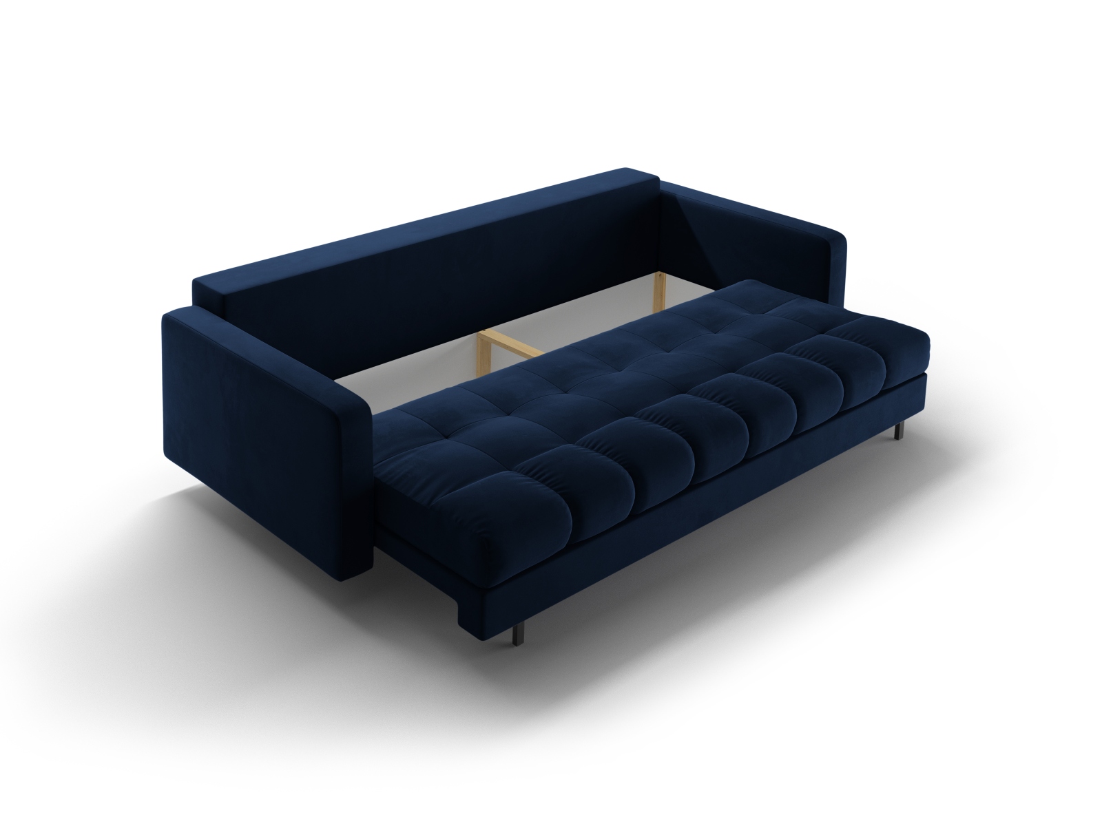 Cosmopolitan Design Schlafsofa Bali 3-Sitzer mit Bettkasten Samt Bluvel Königsblau