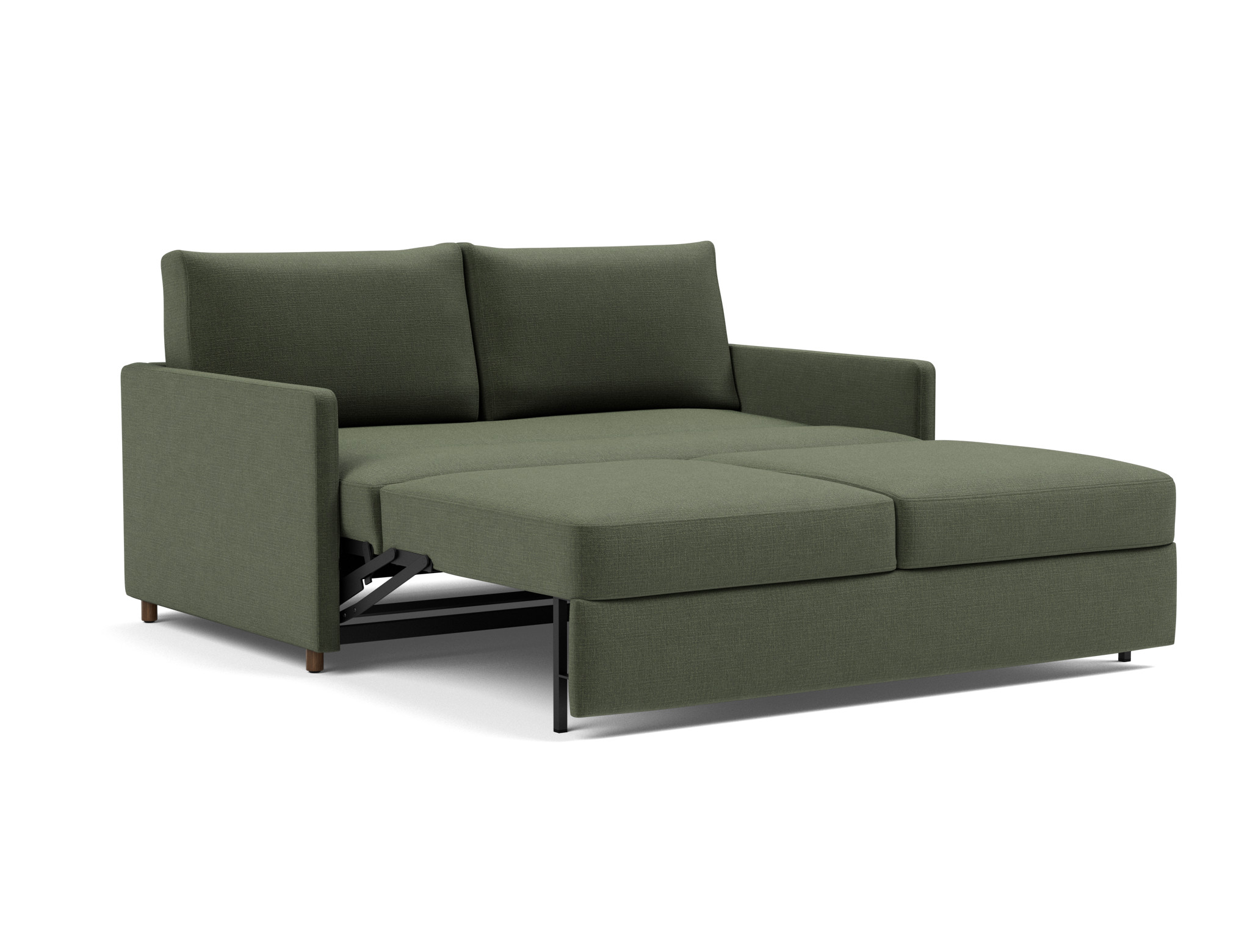 Schlafsofa Neah mit Slim-Armlehnen 160 Chenille Esina 413-Olive-Green